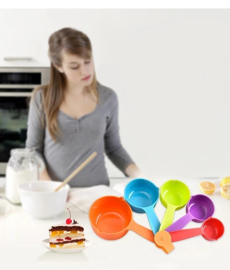 BPA-Free Plastic Measuring Cups and Spoons Set - 10-Piece Multicolor Kitchen Tools for Baking, Cooking & Measuring Wet/Dry Ingredients | Ideal for Home Bakers, Meal Prep & DIY Projects
