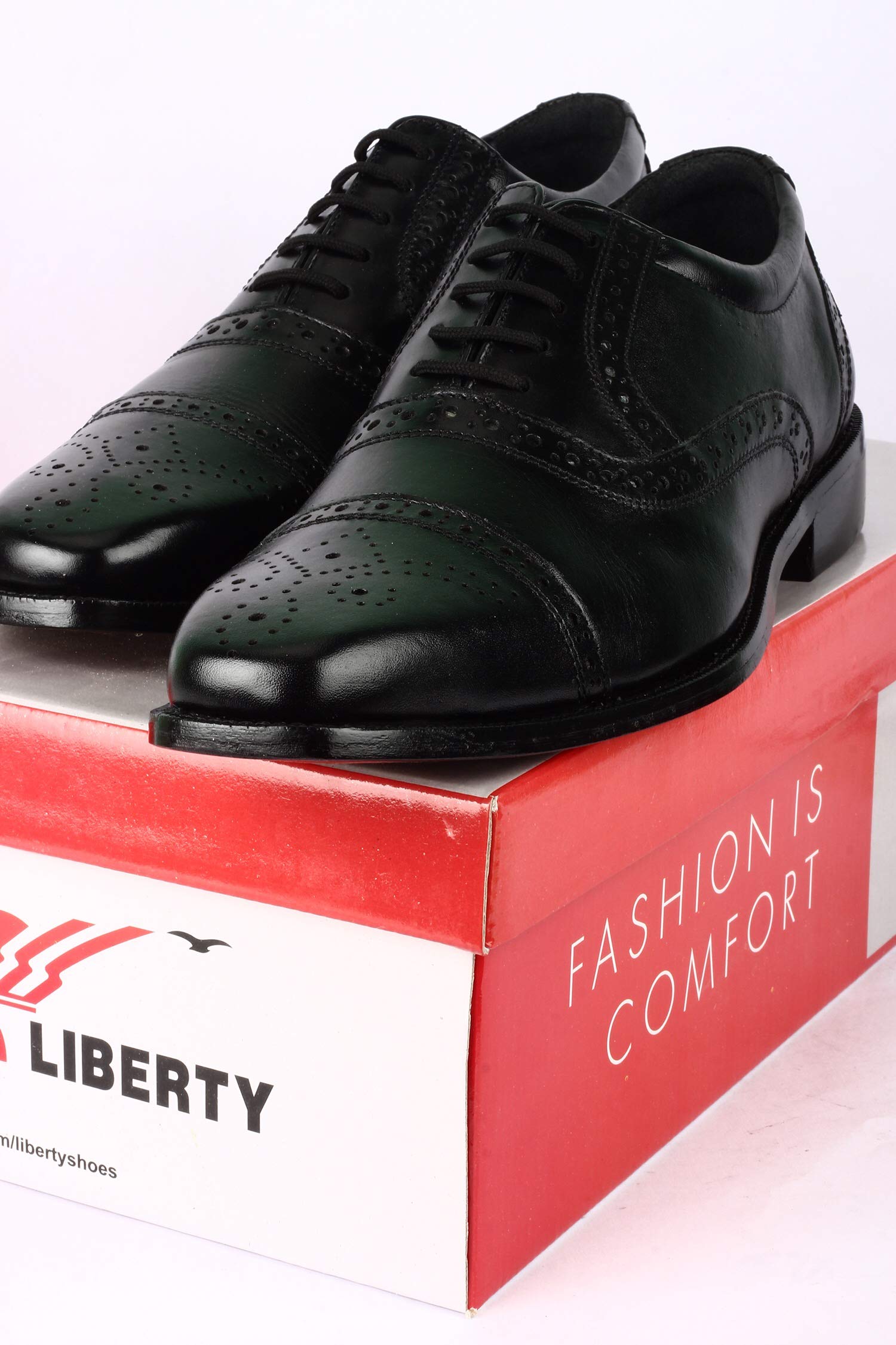 LIBERTYZENO Men's Wingtip Brogue Oxford Dress Shoes - Genuine Leather Lace-Up Formal Shoes for Business, Wedding & Easter Gifts - Comfortable Office & Special Occasion Footwear
