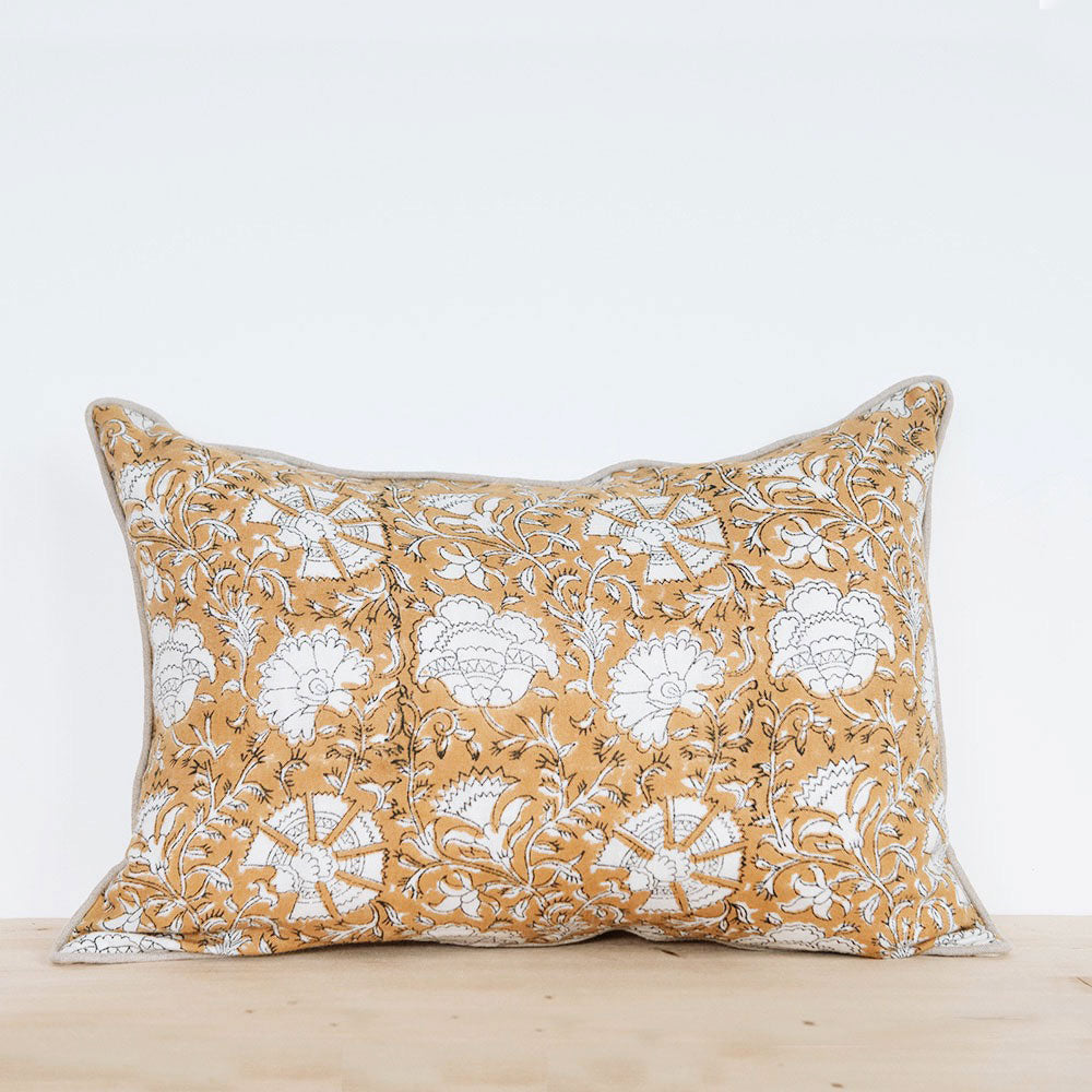 Handmade Linen Block Printed Pillow Cover No. 0707 - Bohemian Home Decor for Living Room, Bedroom & Sofa