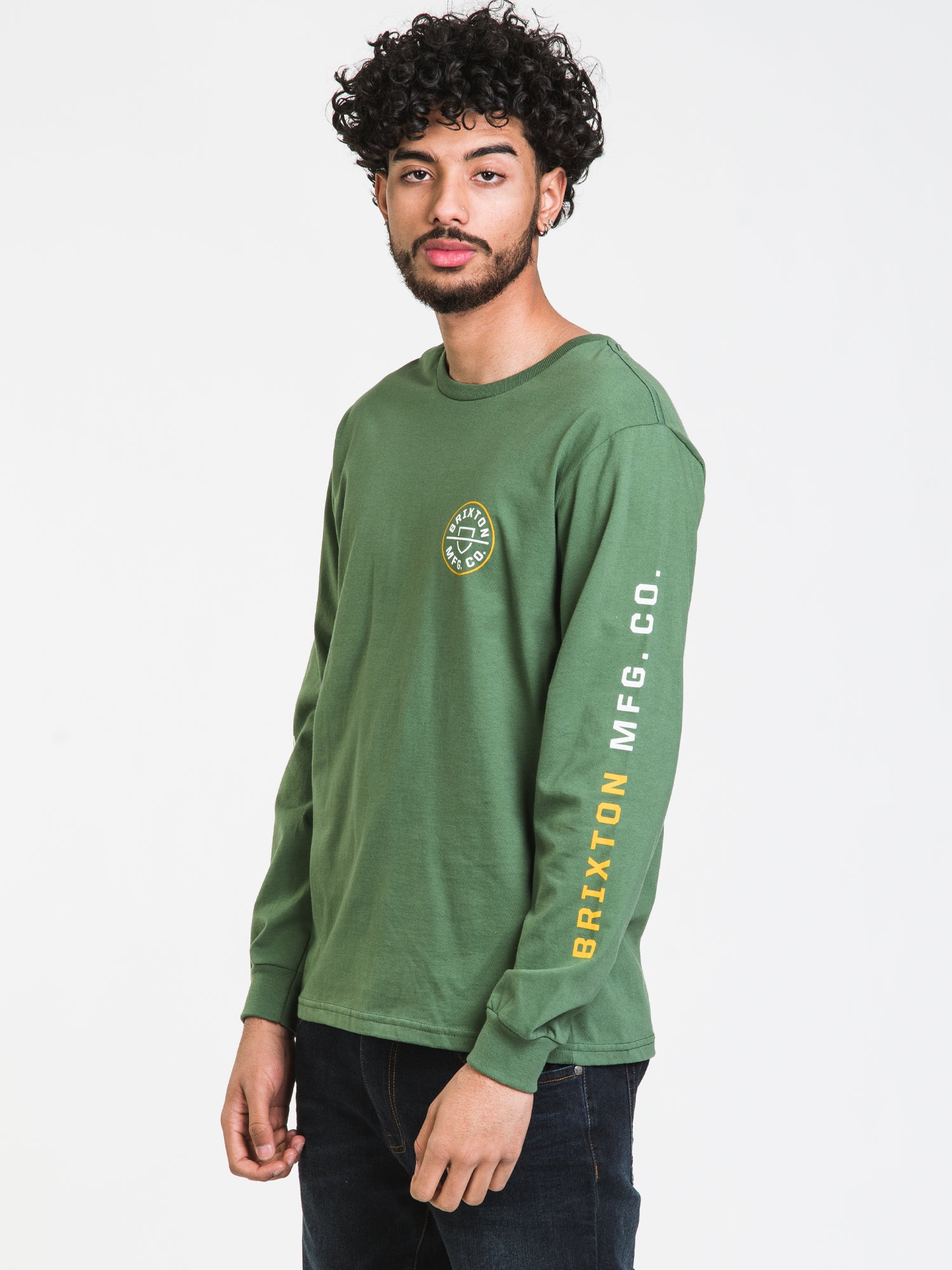 Brixton Crest Long Sleeve T-Shirt for Men | Premium Cotton Crewneck Tee | Casual & Streetwear Style | Perfect for Everyday Wear, Layering, and Outdoor Activities