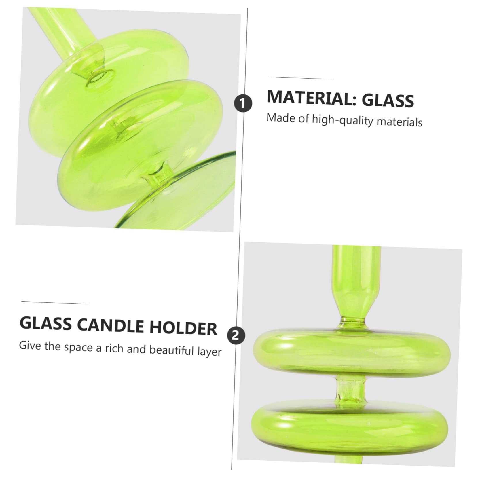 ABOOFAN 6.4 Inch Glass Candle Holders - Elegant Pillar & Taper Candlestick Holder for Home Decor, Wedding Centerpieces & Dining Table Decorations (Green) | Perfect for Romantic Dinners, Holiday Decor & Special Occasions