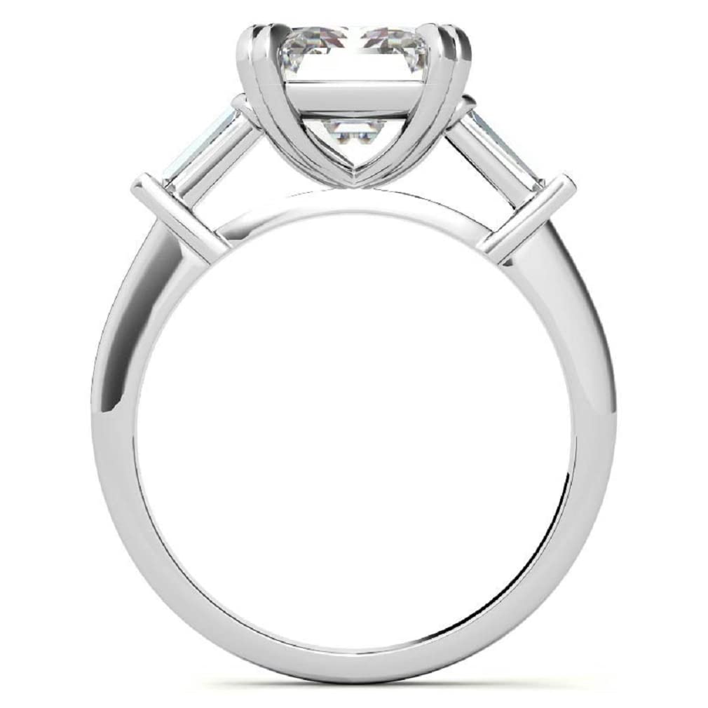 10K Solid White Gold Handmade Engagement Ring - 2.0 CT Emerald Cut Moissanite Diamond Solitaire Wedding Band for Women - Elegant Bridal Jewelry Set for Proposals, Anniversaries & Special Occasions
