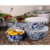 Ocean Swirl Enamelware Nesting Bowls - Set of 3 Vintage Style Mixing & Serving Bowls for Kitchen, Picnics & Camping - Durable & Lightweight Enamel Bowls