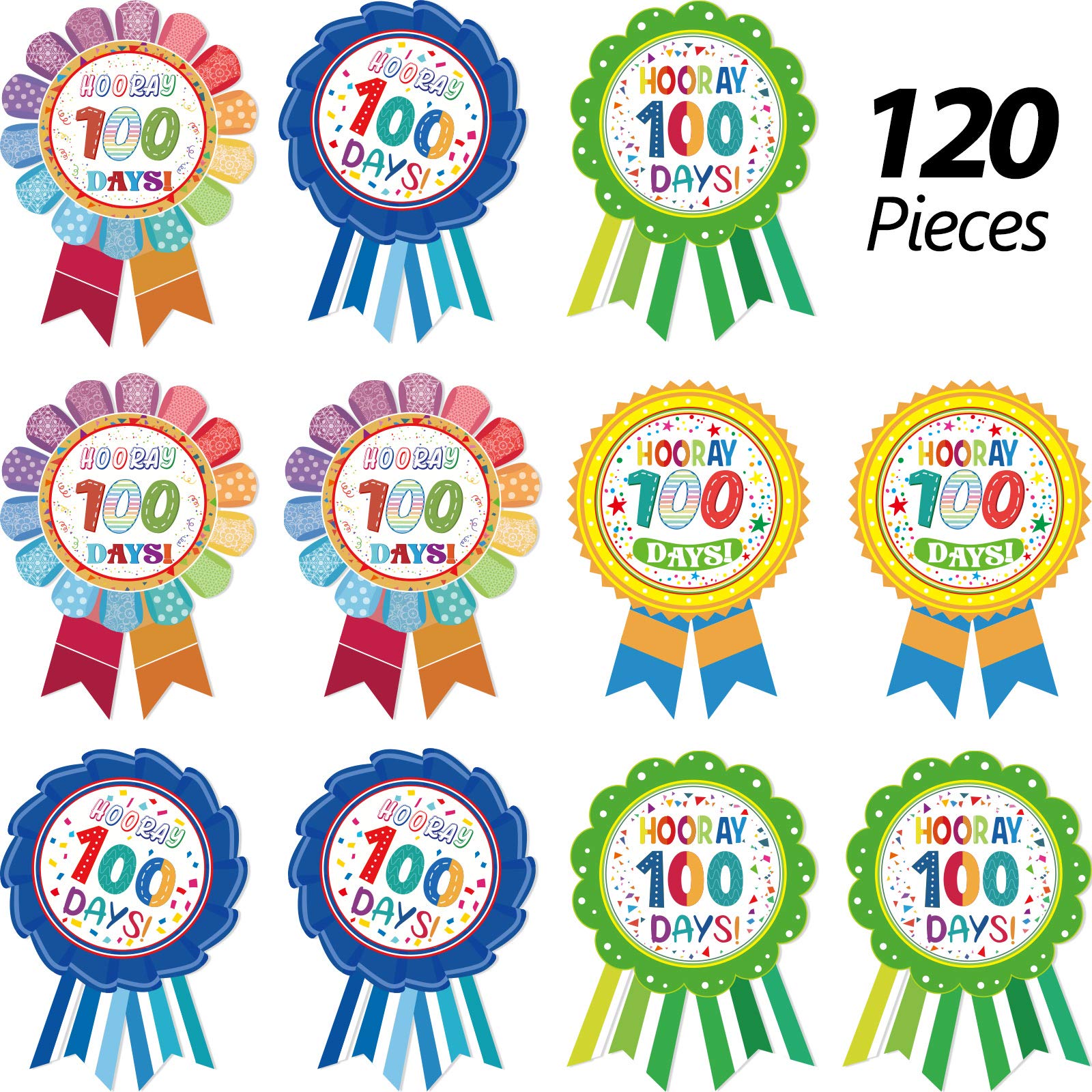 Zonon 120-Piece 100 Days of School Stickers Set - Motivational Badge Stickers for Kids Classroom Rewards & Educational Party Decorations - Perfect for 100th Day Celebrations, Teacher Gifts & Student Incentives
