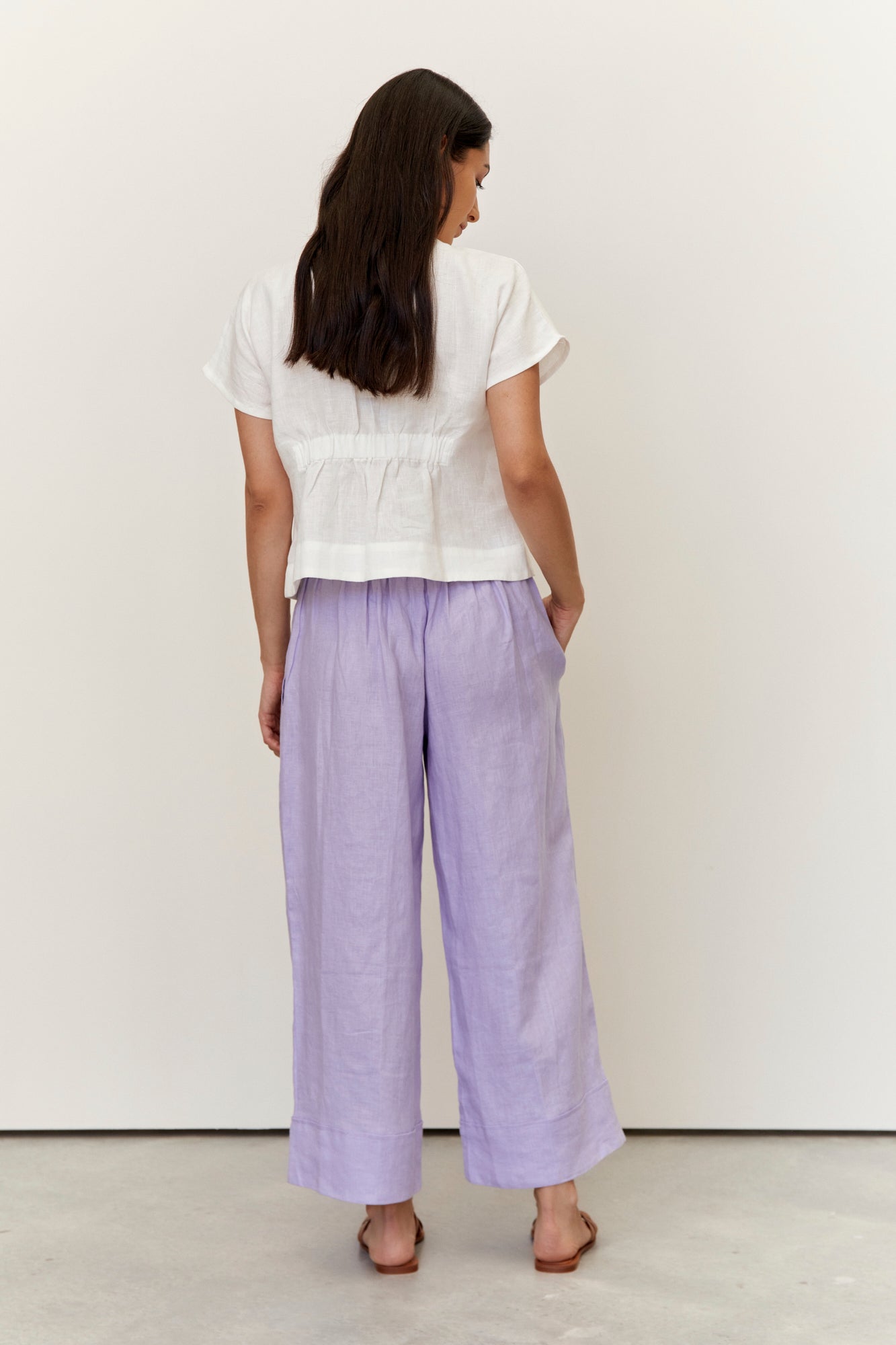 Paris Linen Pants for Women - Soft & Breathable Lilac Linen Trousers - Perfect for Summer, Travel & Casual Wear