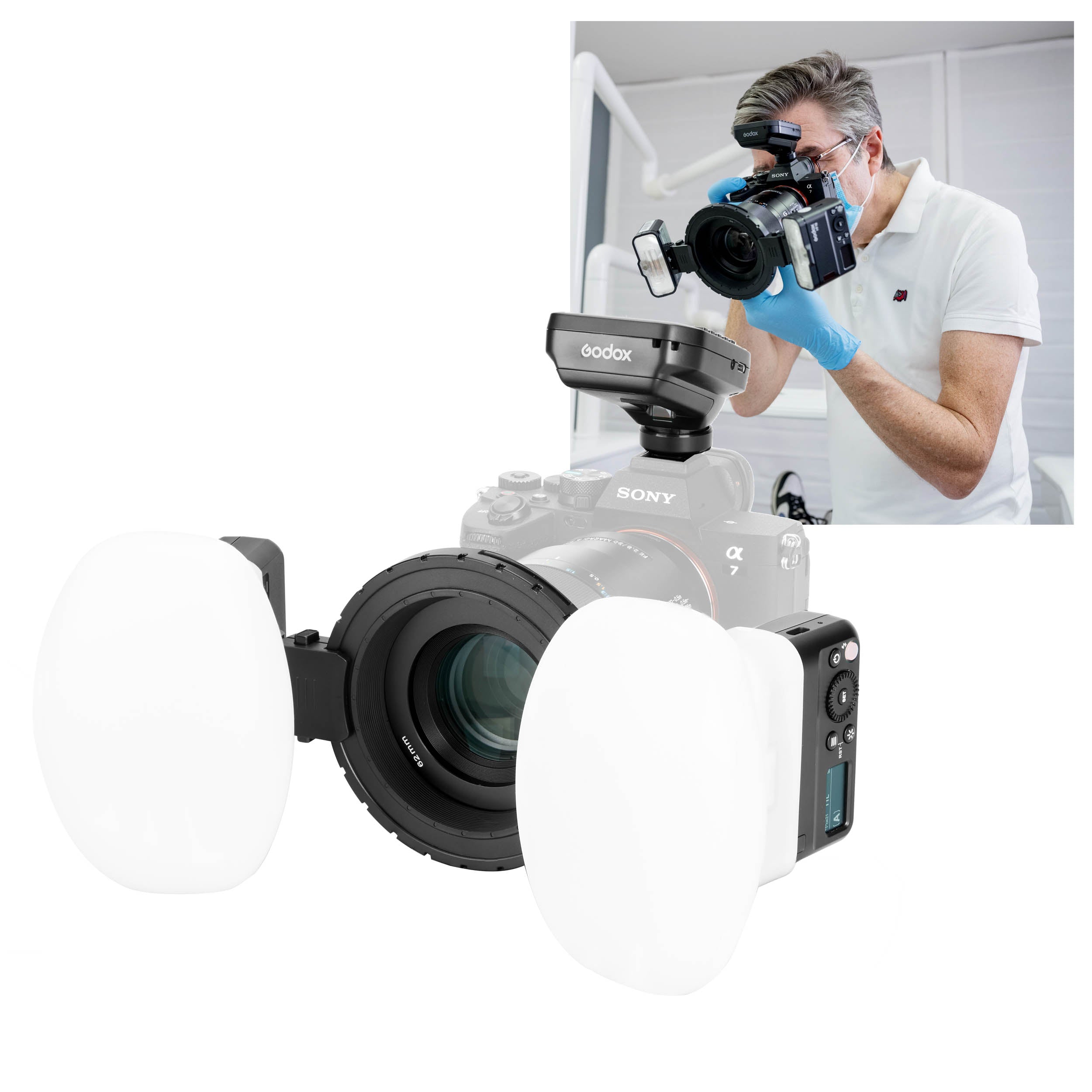 MF12 DK1 Twin Macro Flash & XProIIS+ Dental Photography Kit for Sony Cameras - Perfect for Dental Clinics, Medical Photography & Macro Shooting