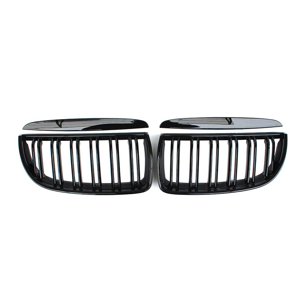 BMW E90 E91 2005-2008 Glossy Black Double Slat Sport Kidney Grille - Pair Replacement for Enhanced Style & Performance - Perfect for Car Enthusiasts & Auto Upgrades