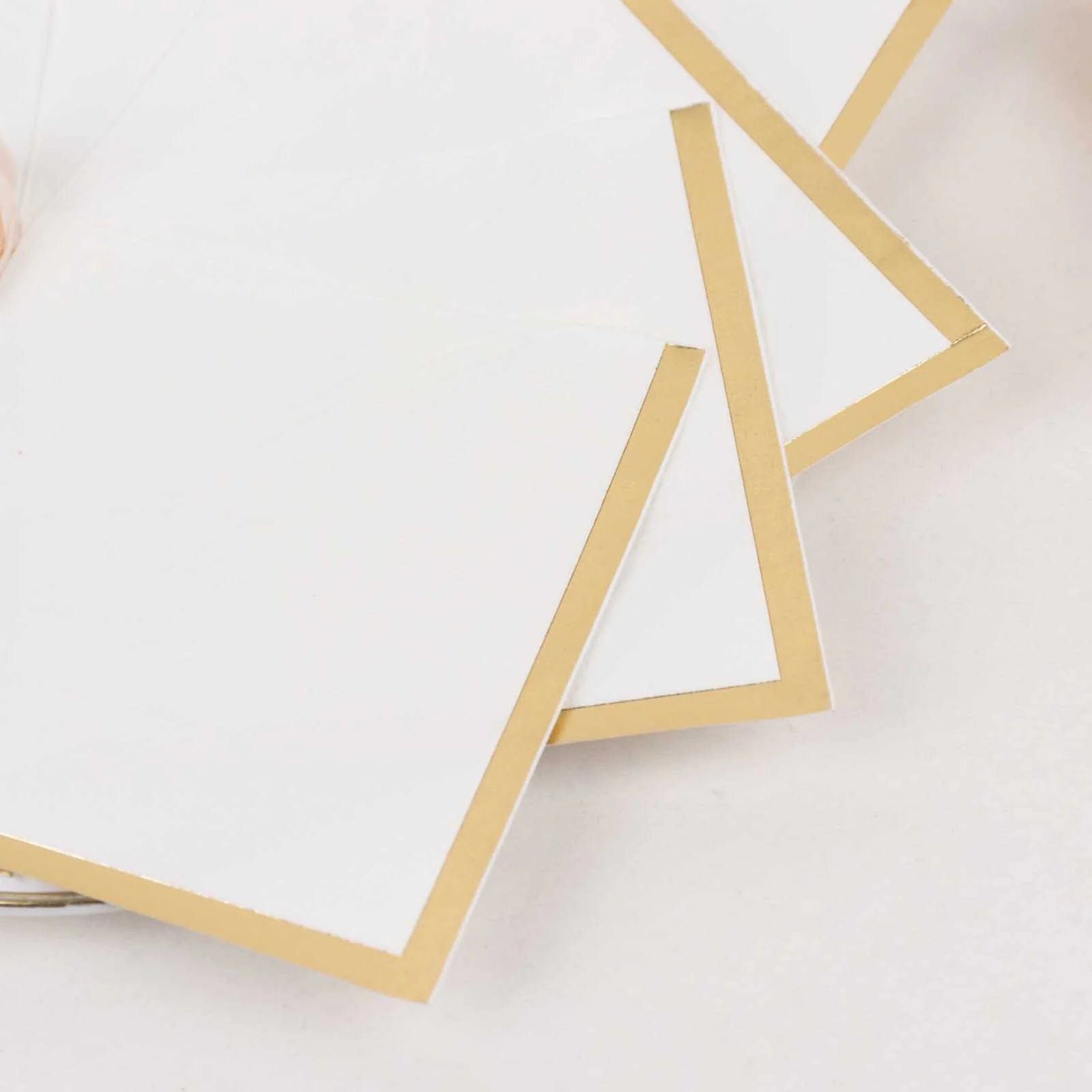 50 Soft 2-Ply Disposable Dinner Cocktail Napkins with Gold Foil Edge - Elegant Party Tableware for Weddings, Events & Home Entertaining