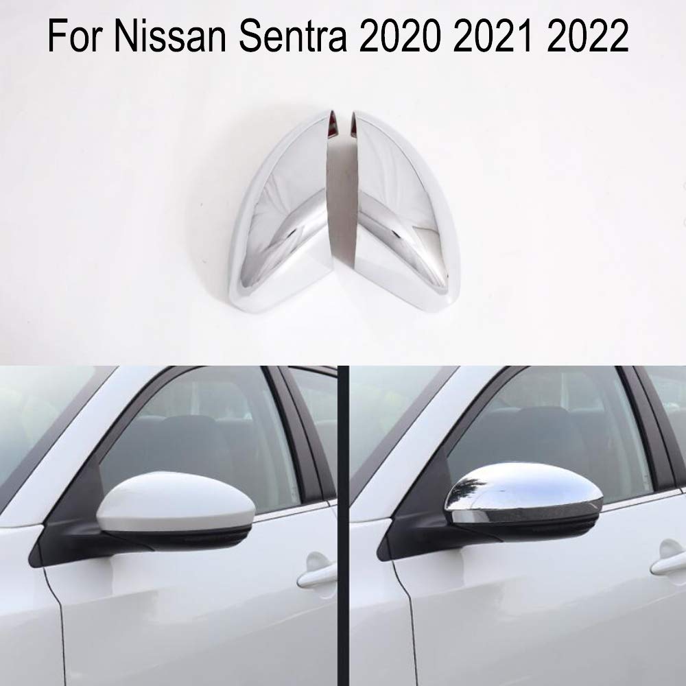2-Piece Chrome Car Rearview Mirror Covers for 2020-2023 Nissan Sentra - Exterior Mirror Trim Accessories (Perfect for Car Detailing & Customization)