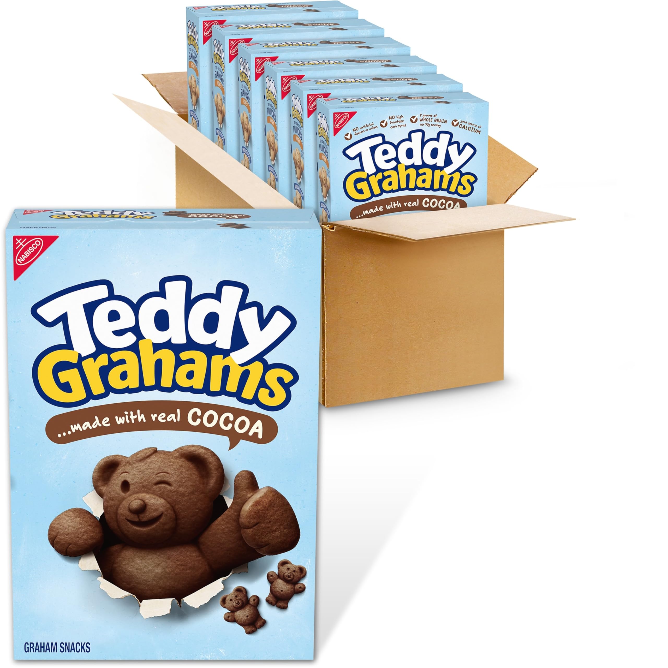 Teddy Grahams Chocolate Graham Snacks - 6 Pack (10 oz Each) | Crunchy Honey Graham Cookies for Kids Lunch, School Snacks & Family Movie Night Treats