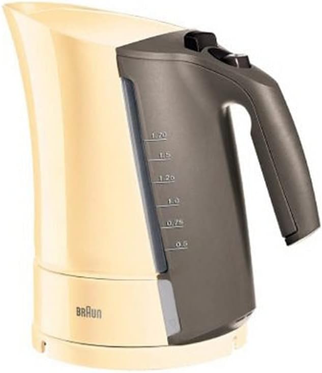 Braun 1.6L Cordless Electric Kettle for Tea & Coffee - 220V European Plug (Not for USA) - Fast Boiling, Auto Shut-Off, Cream White - Perfect for Home, Office & Travel Use