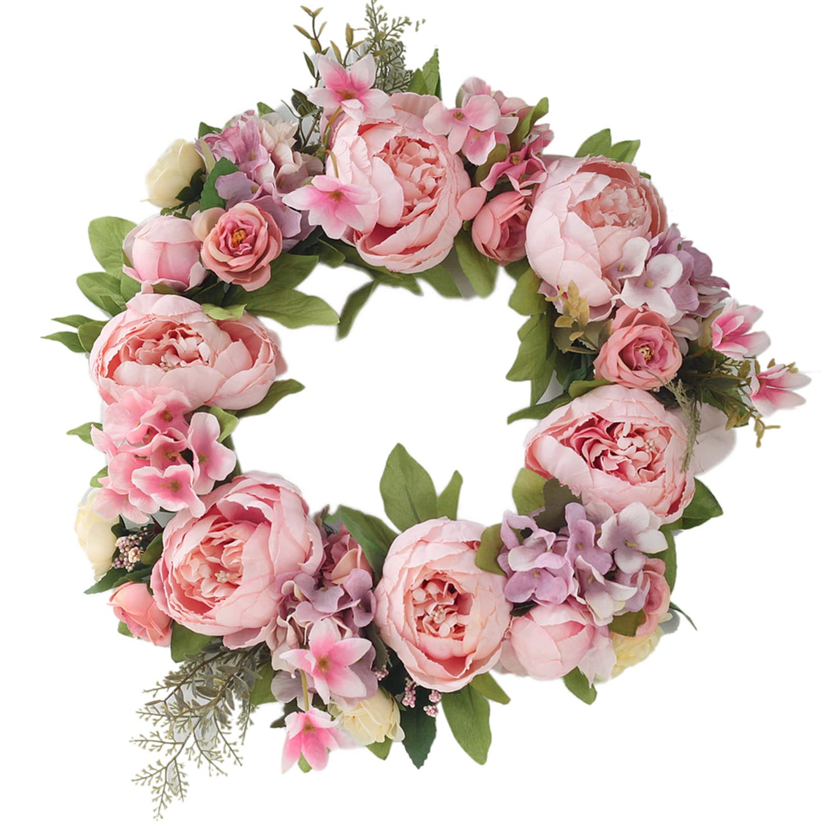 LIHDESTB 40cm Artificial Silk Flowers - Pink & Purple Fake Floral Garland for Christmas, Wedding, Party, Home Door Hanging Decor - Indoor/Outdoor Decoration for Front Door, Mantel, Staircase & Wall Decor