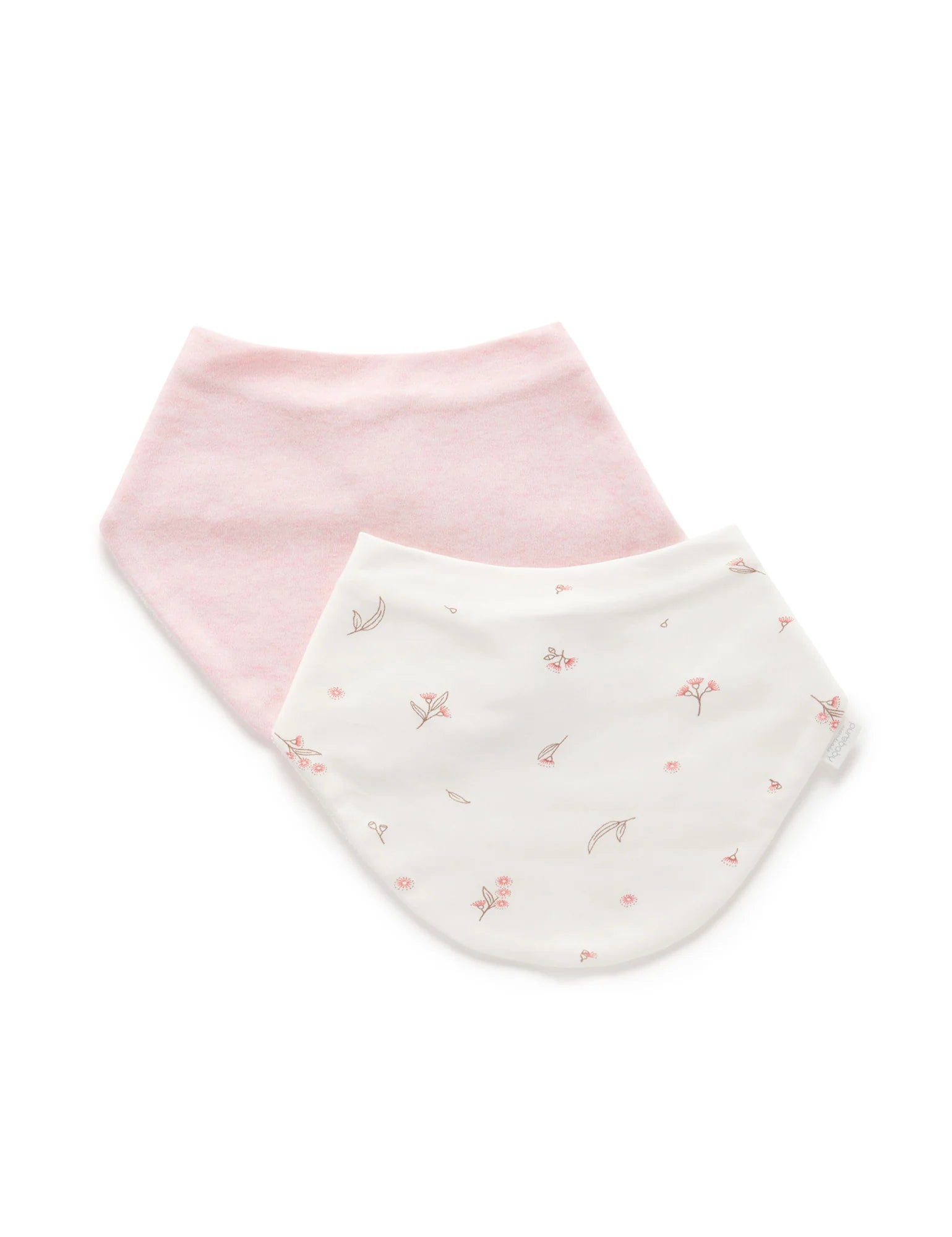 Purebaby Dribble Bibs 2 Pack - Soft Organic Cotton Drool Bibs for Babies & Toddlers | Vanilla Blossom | Perfect for Feeding, Teething & Messy Playtime