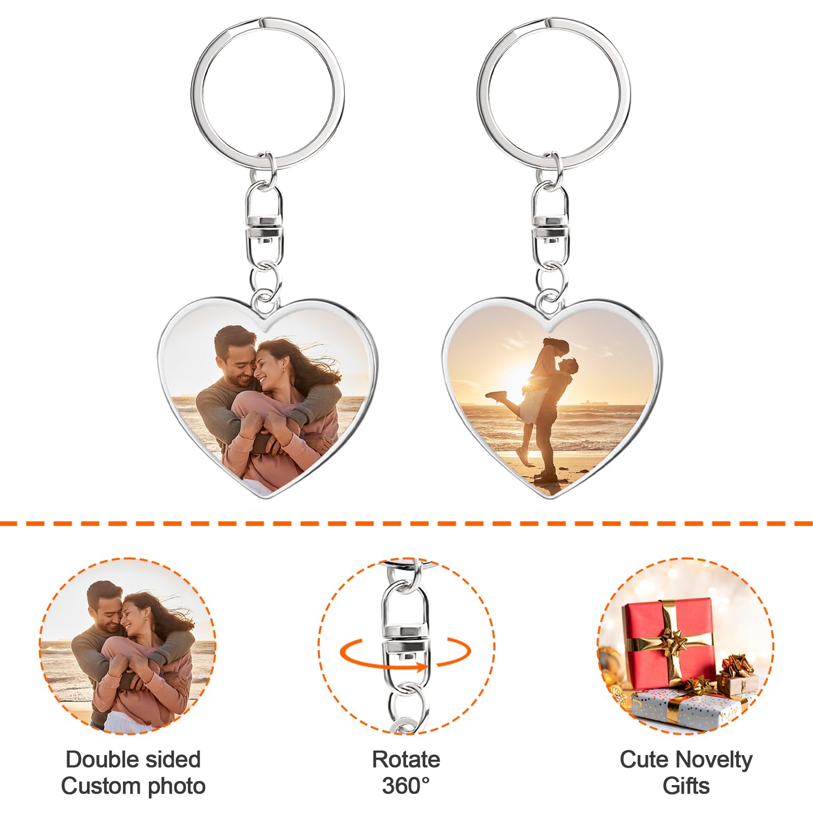 Custom Photo Keychain - Double Sided Alloy Printing with Personalized Text - Perfect for Gifts, Couples, Anniversaries & Promotions | Unique Customizable Keyrings for Everyday Use, Travel & Special Occasions