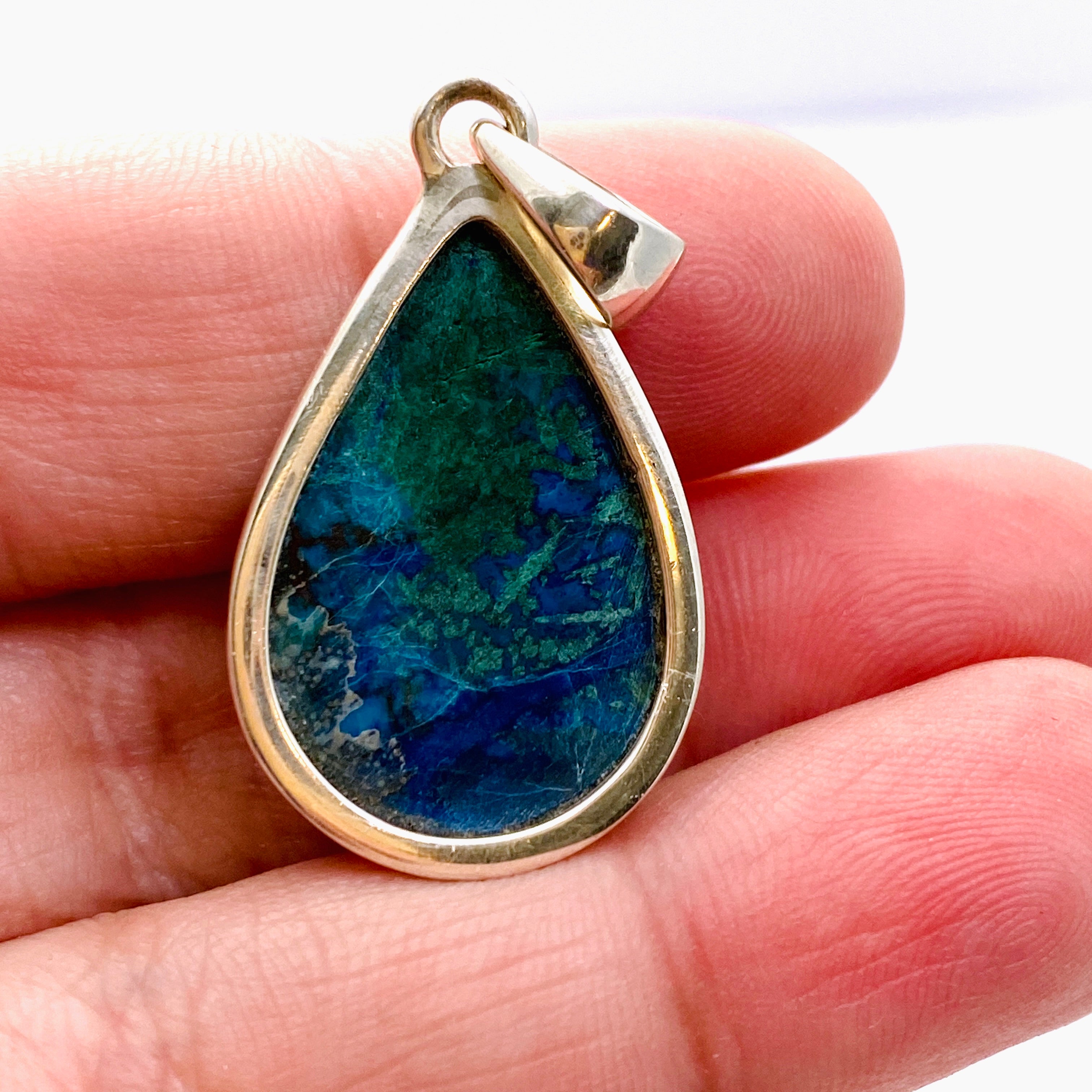 Natural Shattuckite Teardrop Cabochon Pendant - Handmade Blue Gemstone Jewelry PPGJ1004 for Healing, Meditation & Spiritual Gifts