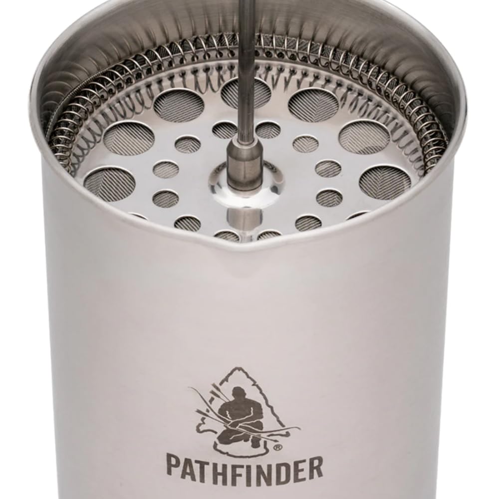 Best French Press Coffee Maker for Camping & Travel - The Pathfinder School Stainless Steel Portable Coffee Press - Perfect for Outdoor Adventures, Hiking & Backpacking