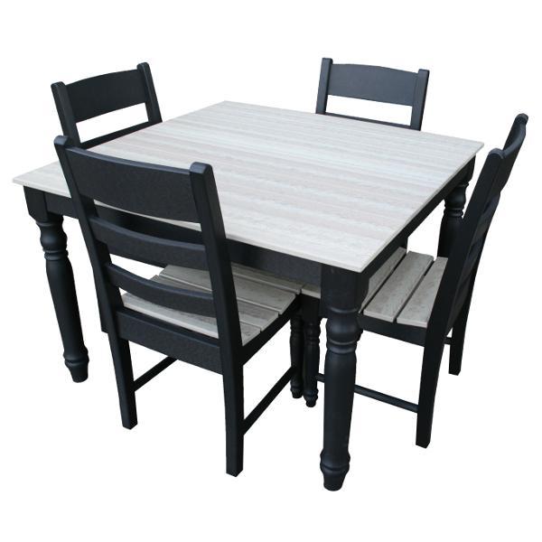 Little Cottage Co Farmhouse Dining Set - Rustic Wooden Table & Chairs for Kitchen, Breakfast Nook, or Outdoor Patio - Perfect for Family Gatherings & Cozy Meals