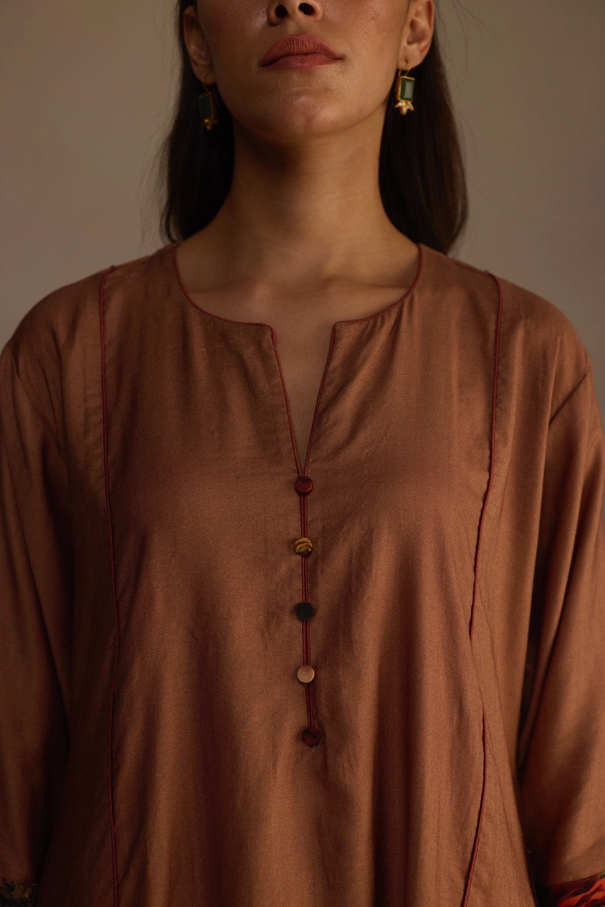 Premium Handmade Cinnamon Kurta Set for Women - Traditional Indian Ethnic Wear for Festivals, Weddings & Casual Outings