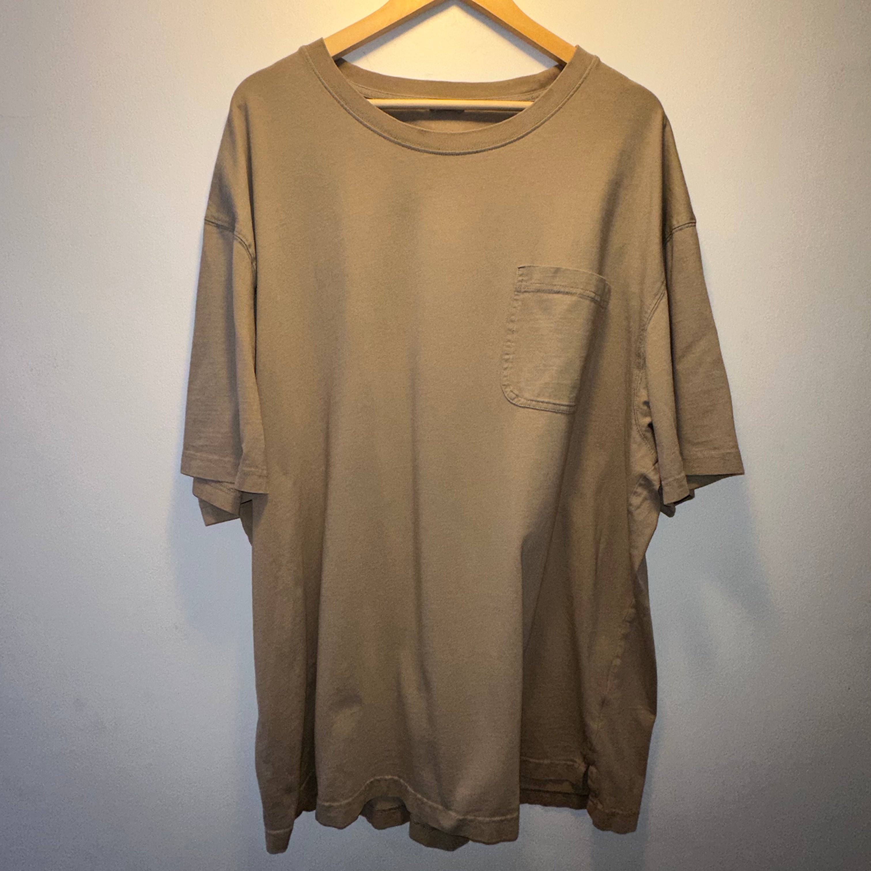 Beige Pocket T-Shirt for Men - Soft Cotton Crew Neck Tee with Chest Pocket - Comfortable Casual Shirt for Everyday Wear | 3XL | Perfect for Work, Weekend & Travel
