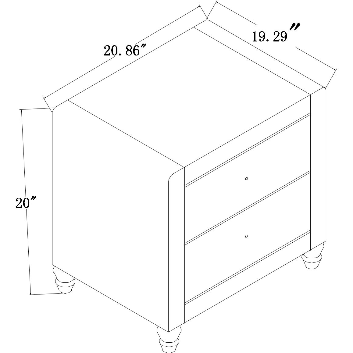 Camden Isle Upholstered 2-Drawer Nightstand in Gray - Modern Bedside Table for Bedroom Storage & Organization