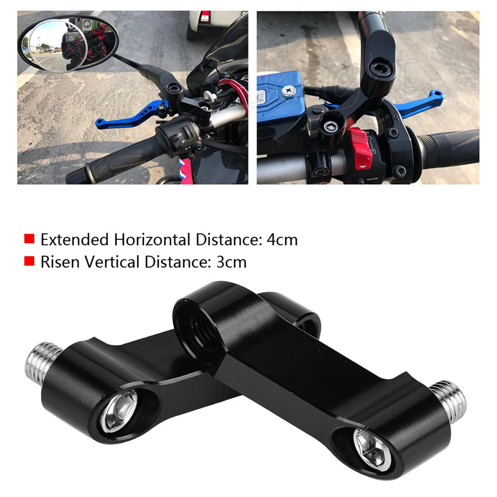 Motorcycle Mirror Riser Extender Kit 10mm/8mm - for Scooters & Bikes