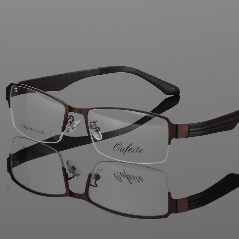 Bclear Men's Eyeglasses - Large Semi-Rimless Square Frame with Alloy Arms for Work, Reading & Driving | Stylish Wide Fit Eyewear for Men