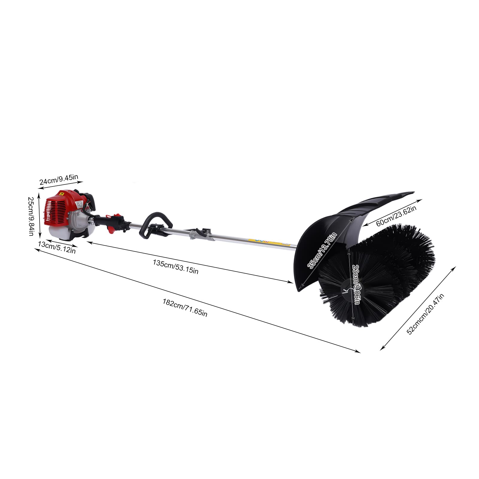 2.3HP 52cc Gas Powered Walk Behind Sweeper - EPA Certified 2-Stroke Air Cooled Lawn Sweeper Machine for Artificial Turf, Driveways & Snow Removal | Ideal for Residential Yards, Commercial Landscaping & Winter Maintenance