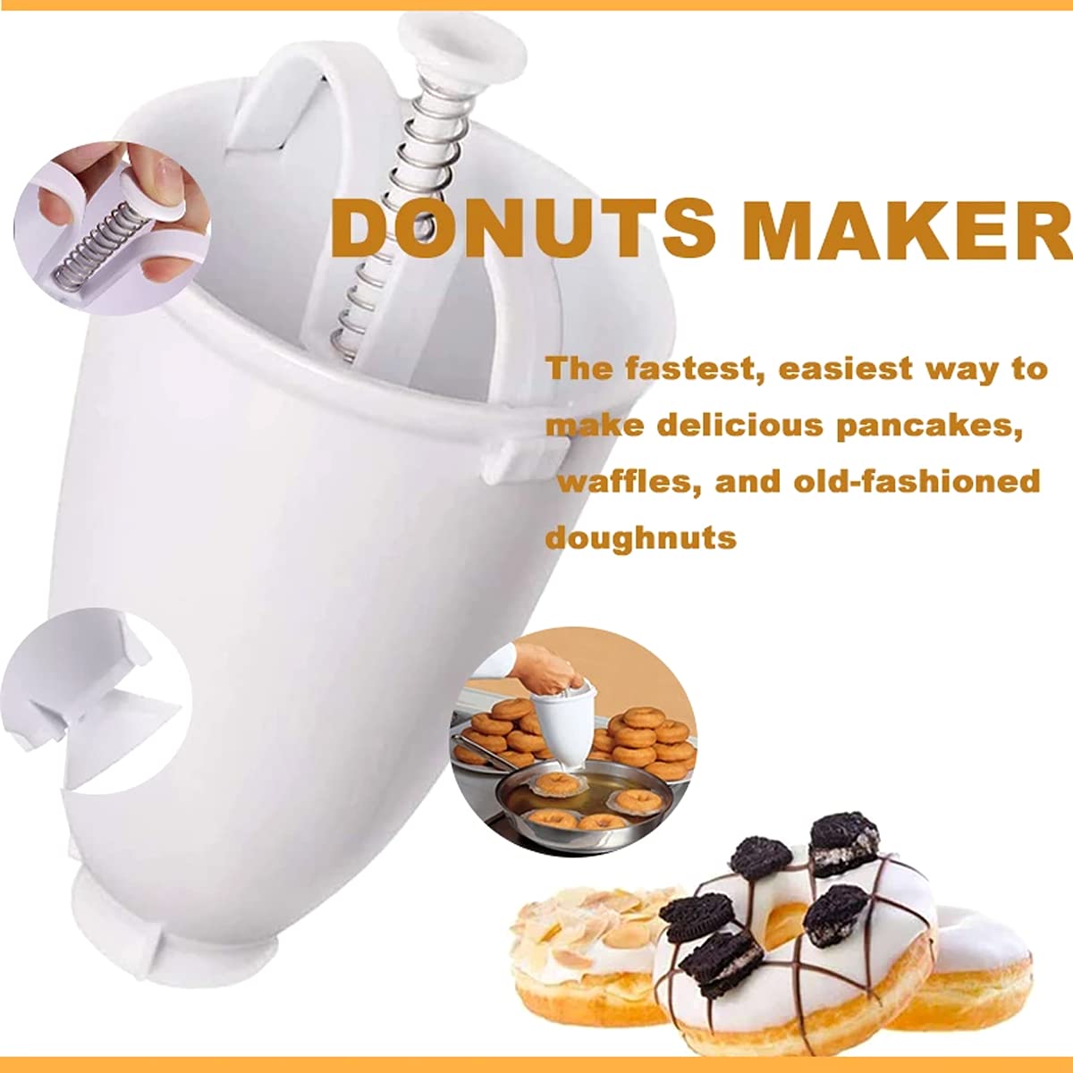3-Piece DIY Donut Mold Set - Waffle Cake & Donut Maker Machine with Plastic Donut Mold - Perfect for Making Homemade Donuts, Cakes, Cookies & Bagels - Ideal for Birthday Parties, Baking Classes & Family Fun