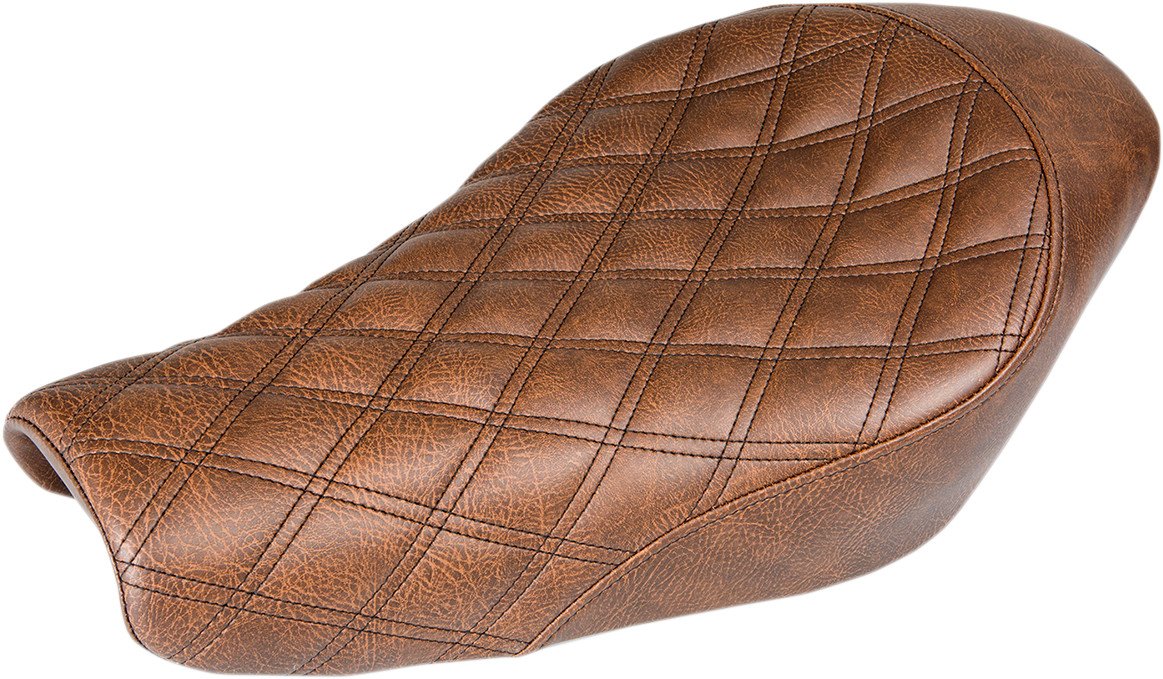 Saddlemen Renegade LS Solo Seat for Harley-Davidson XL883N (2009-2019) - Brown Leather Motorcycle Seat with 3.3 Gallon Tank Compatibility - Perfect for Cruiser Rides and Long-Distance Touring
