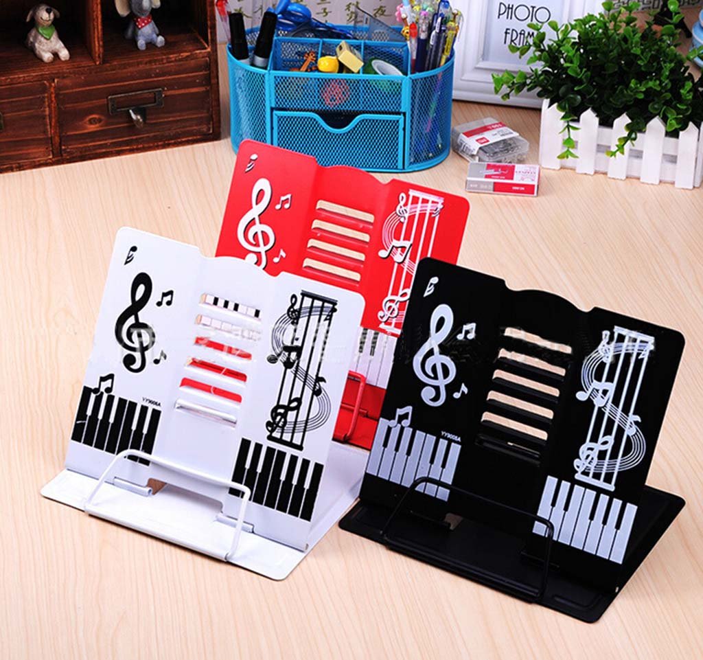 Premium Piano Book Stand & Holder - Adjustable for Large Textbooks, Sheet Music & Documents - Sturdy Desk Bookrest for Reading & Display (Red) - Perfect for Musicians, Students & Office Use