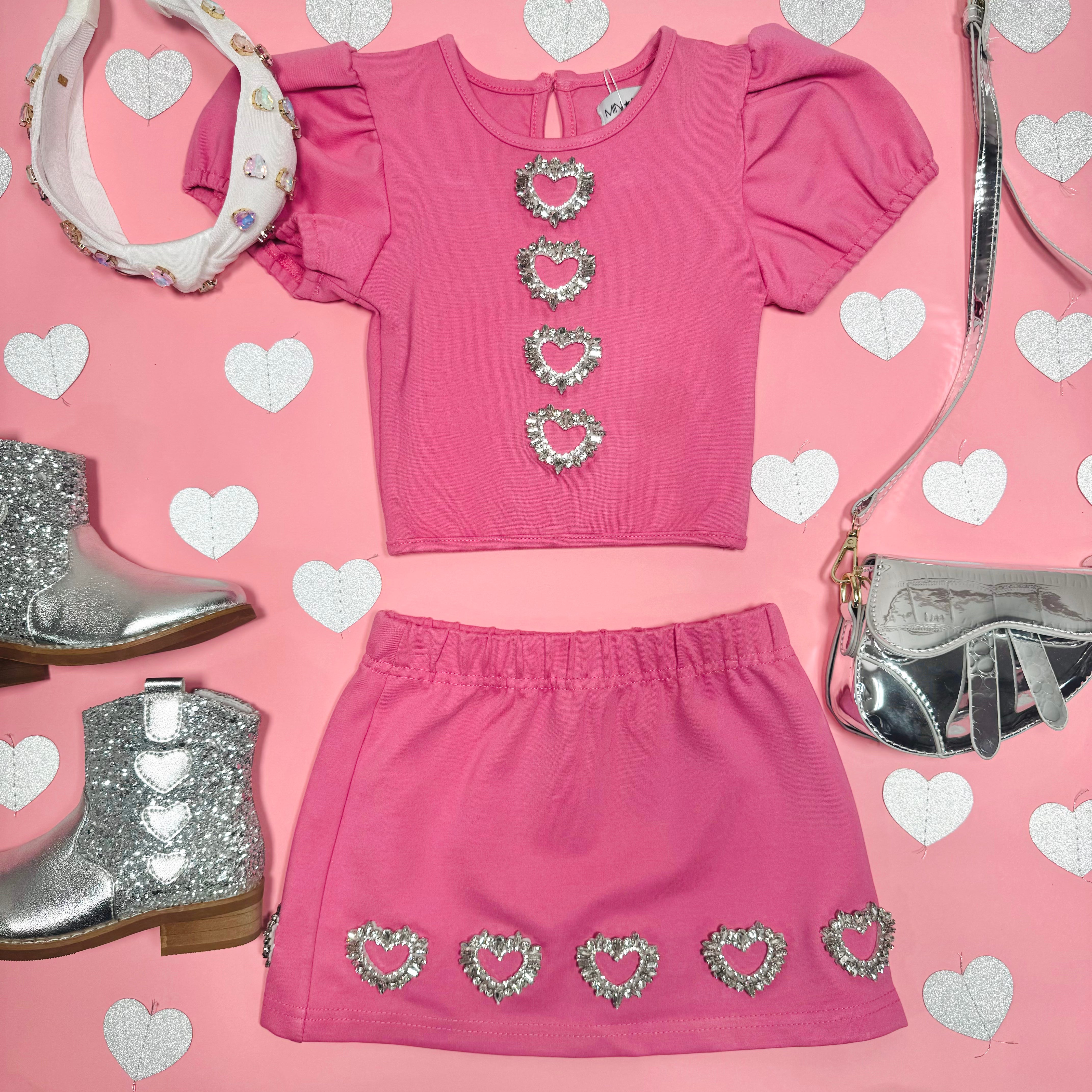 Manhattan Hearts Puff Sleeve Top and Skirt Set | Women's Romantic Outfit | Valentine's Day, Date Night & Special Occasion Wear