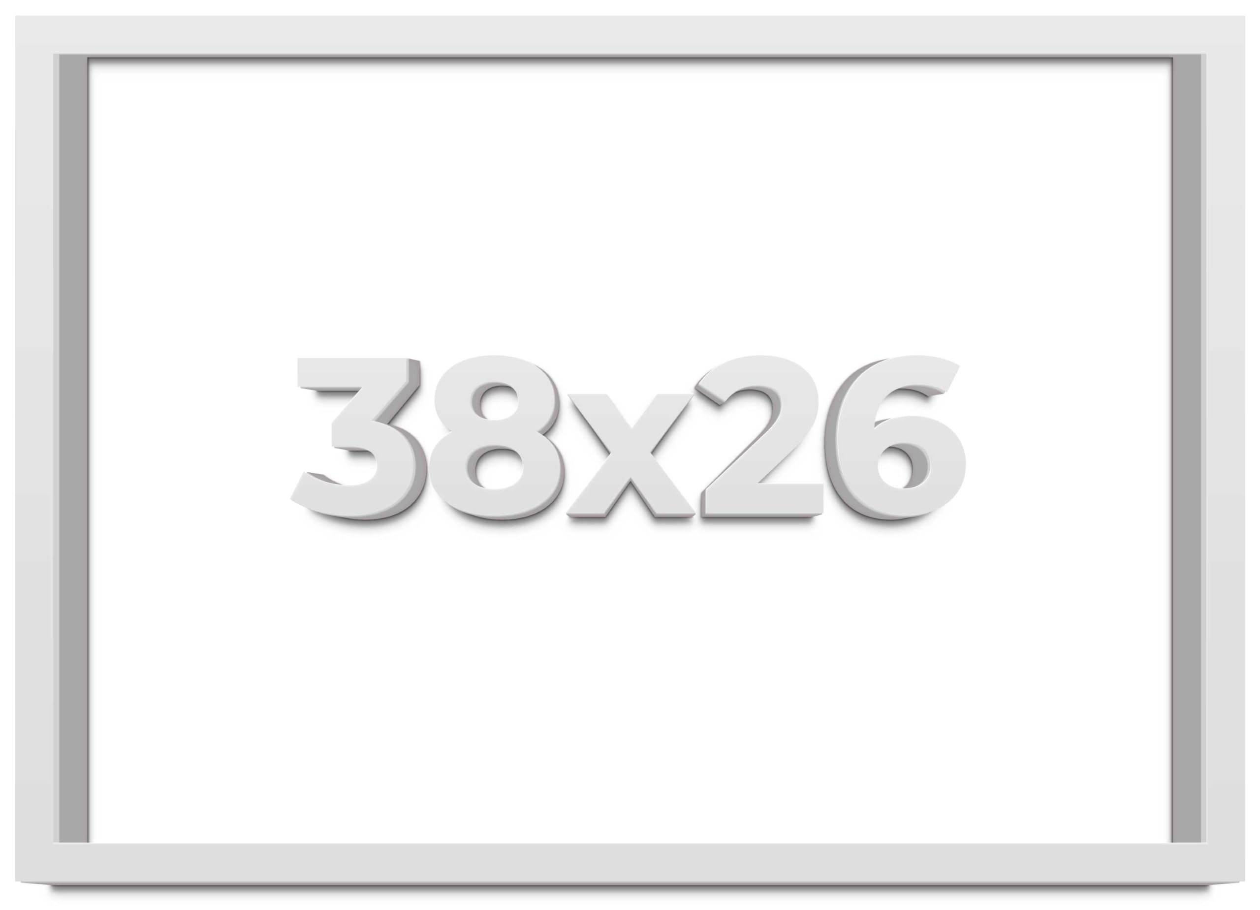 38x26 White Shadow Box Display Frame - 2 Inch Rabbet Depth, 1.25 Inch Moulding Width - Shatter-Resistant Acrylic Plexiglass & Foam Board Backing with Hanging Hardware - Perfect for Memorabilia, Artwork, and 3D Keepsake Display