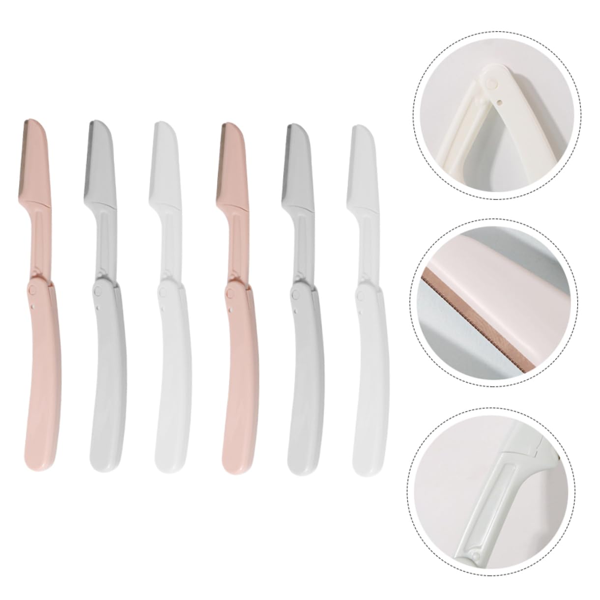 Mikinona 6Pcs Foldable Eyebrow Razor for Women - Precision Eyebrow Trimmer & Facial Hair Remover - Portable Brow Shaper for Travel, Home & Salon Use