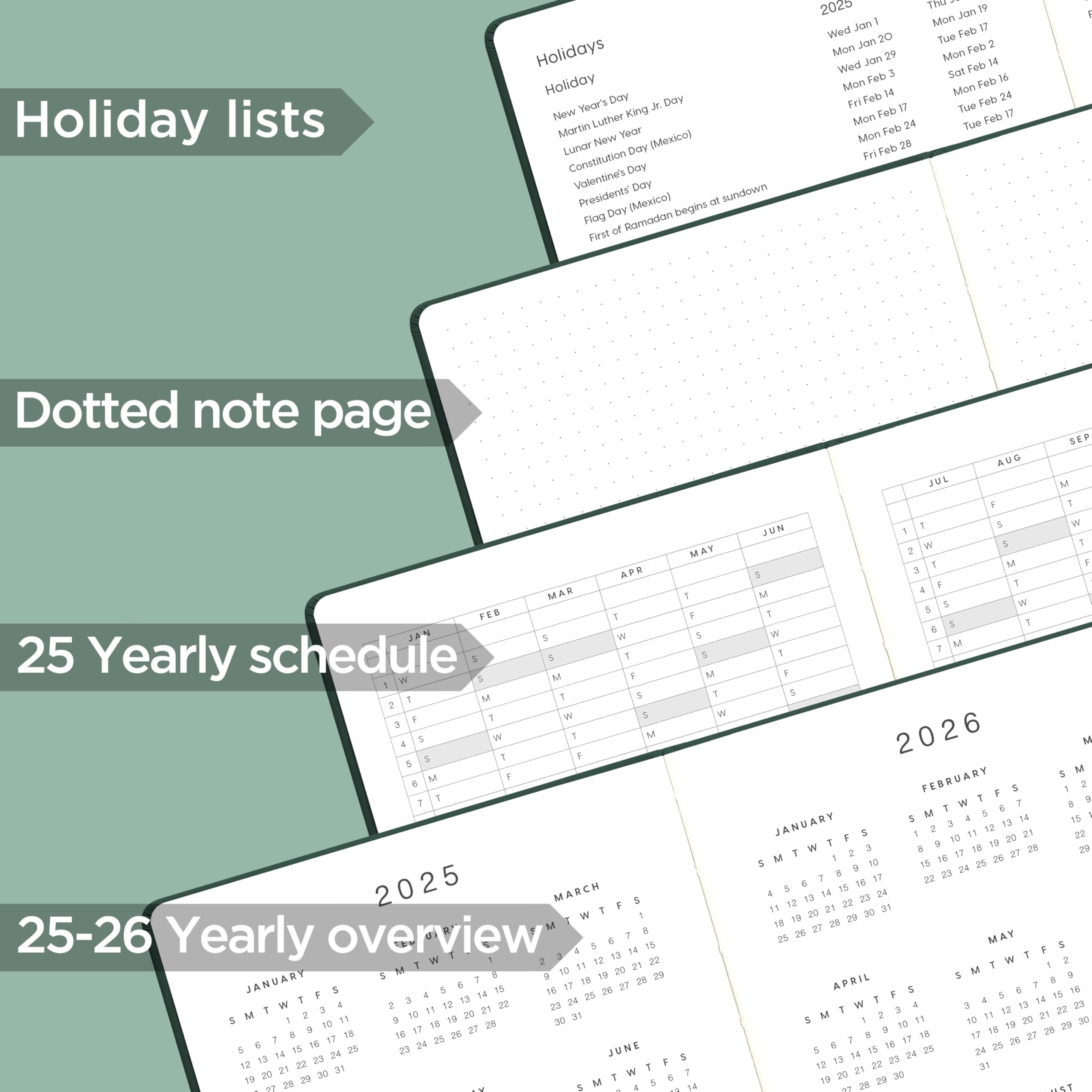 2025 Daily Weekly Monthly Planner - A5 Size 5.7
