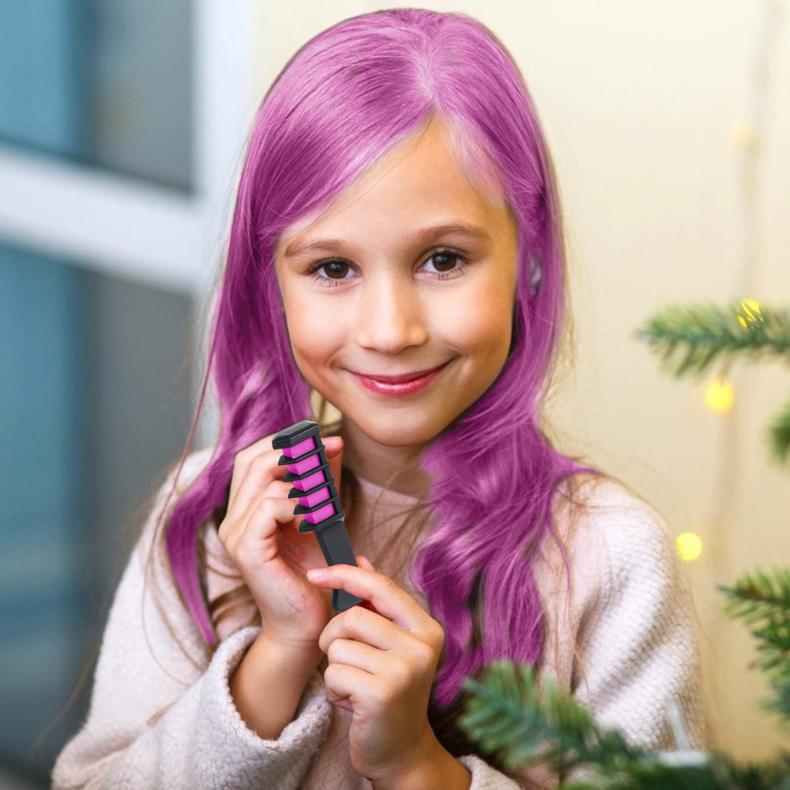 Washable Temporary Hair Chalk Comb - Non-Toxic Hair Dye for Kids & Girls (Blue, Pink, Purple) | Perfect for Light Hair, Birthday Parties, Cosplay, Easter & DIY Styling | Safe for Ages 4-10