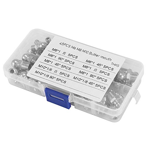 45Pcs Grease Fitting Kit with Removal Tool - Durable for Grease Guns & Machinery Maintenance