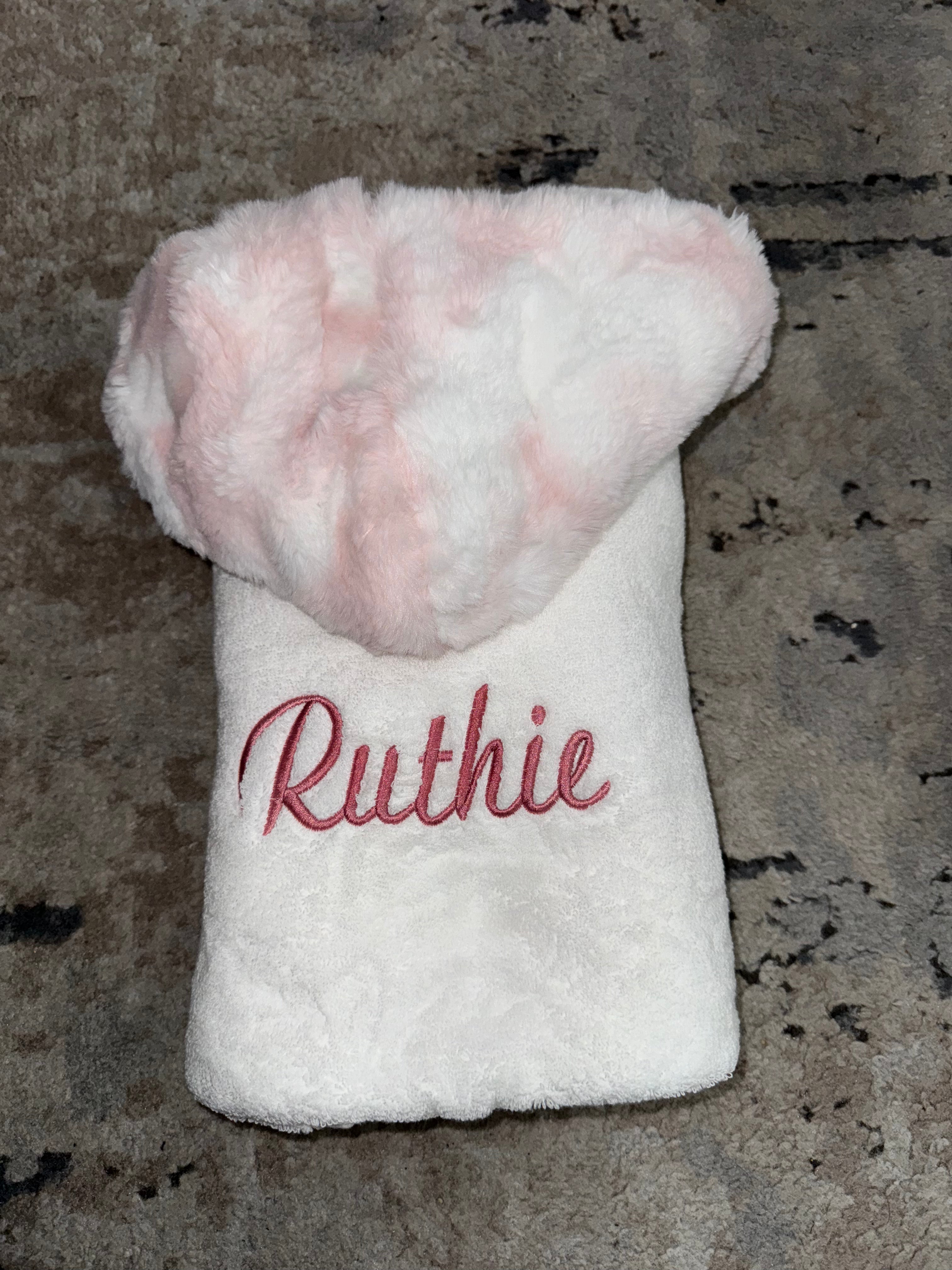 Soft Confetti Mauve & White Cloud Oversized Hooded Bath Towel - Ultra Absorbent & Luxurious for Adults, Spa, Beach & Pool Use