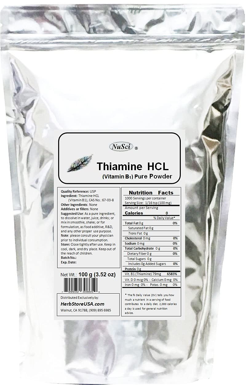 Pure Thiamine HCL Vitamin B1 Powder (500g / 1.1lb) for Energy Boost & Metabolism Support - Perfect for Smoothies, Baking & Dietary Supplements