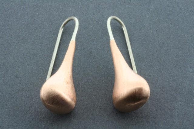 Handmade Copper Brushed Teardrop Earrings for Women - Boho Chic Dangle Jewelry - Perfect for Parties, Weddings & Everyday Wear