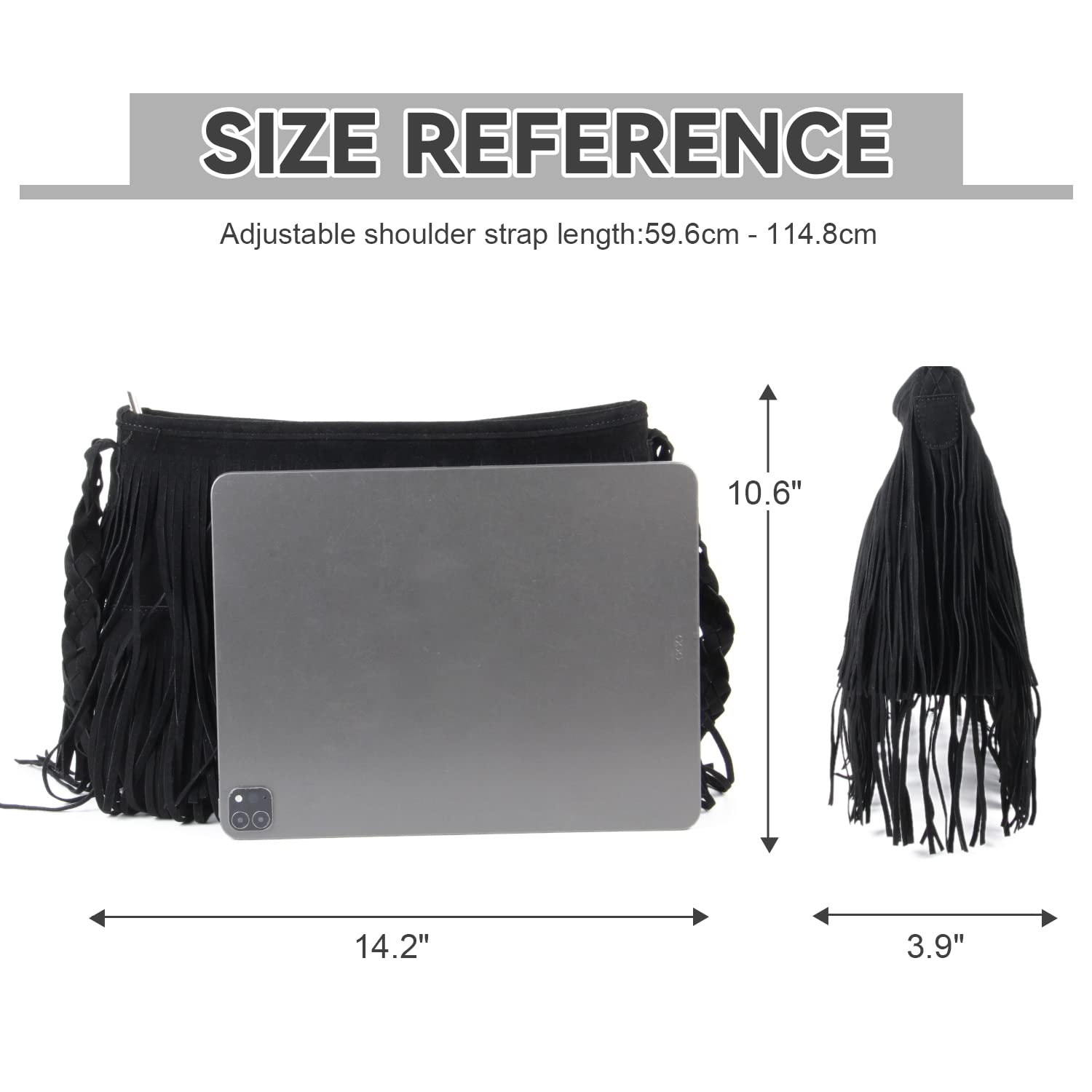 Faux Suede Fringe Crossbody Bag for Women - Western Hippie Shoulder Purse with Adjustable Strap, Boho Messenger Sling Bag | Perfect for Music Festivals, Travel & Casual Outfits