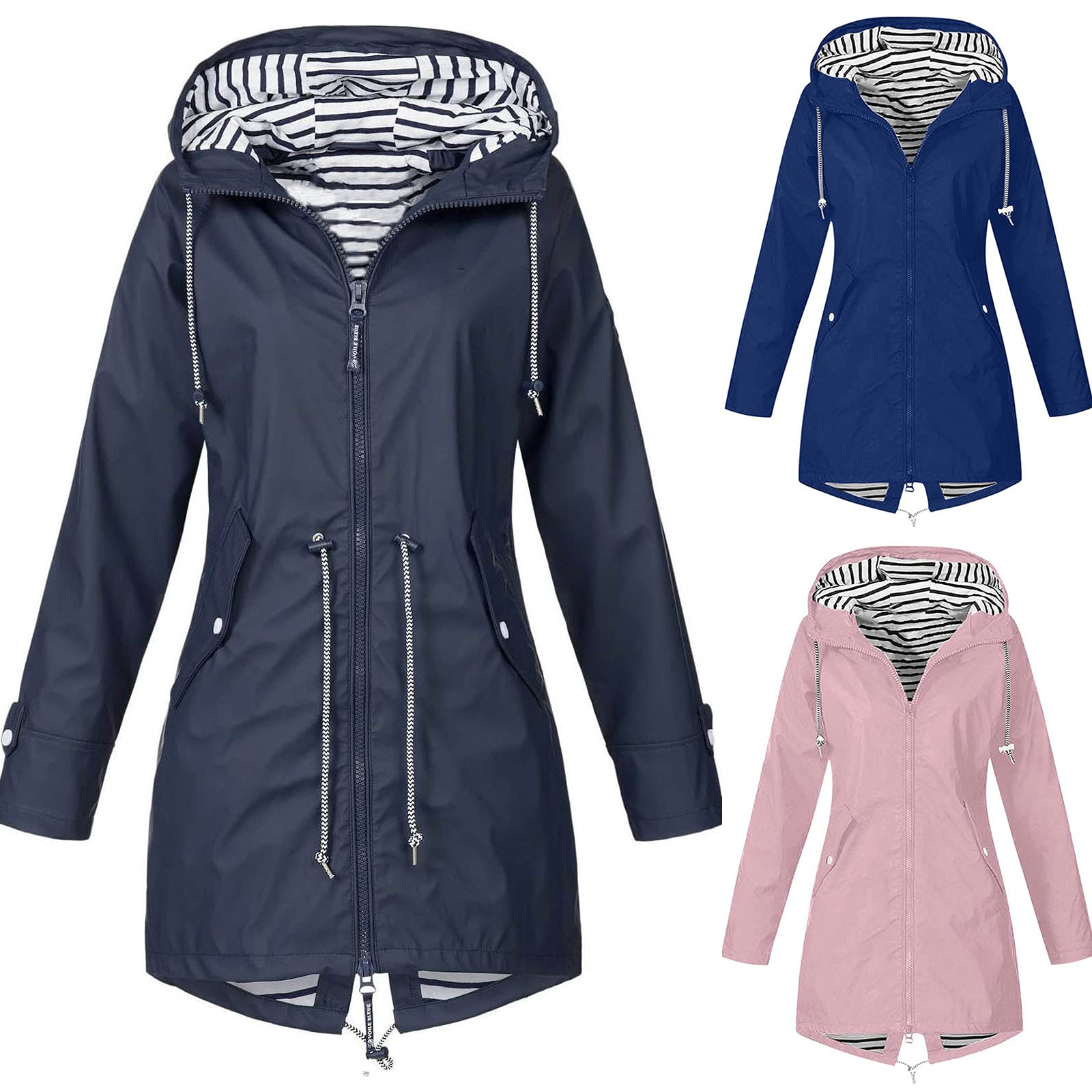 Women's Waterproof Hooded Trench Raincoat - Windproof Long Rain Jacket for Outdoor Travel & Commuting | Warm Windbreaker Coat for Rainy Days & Hiking