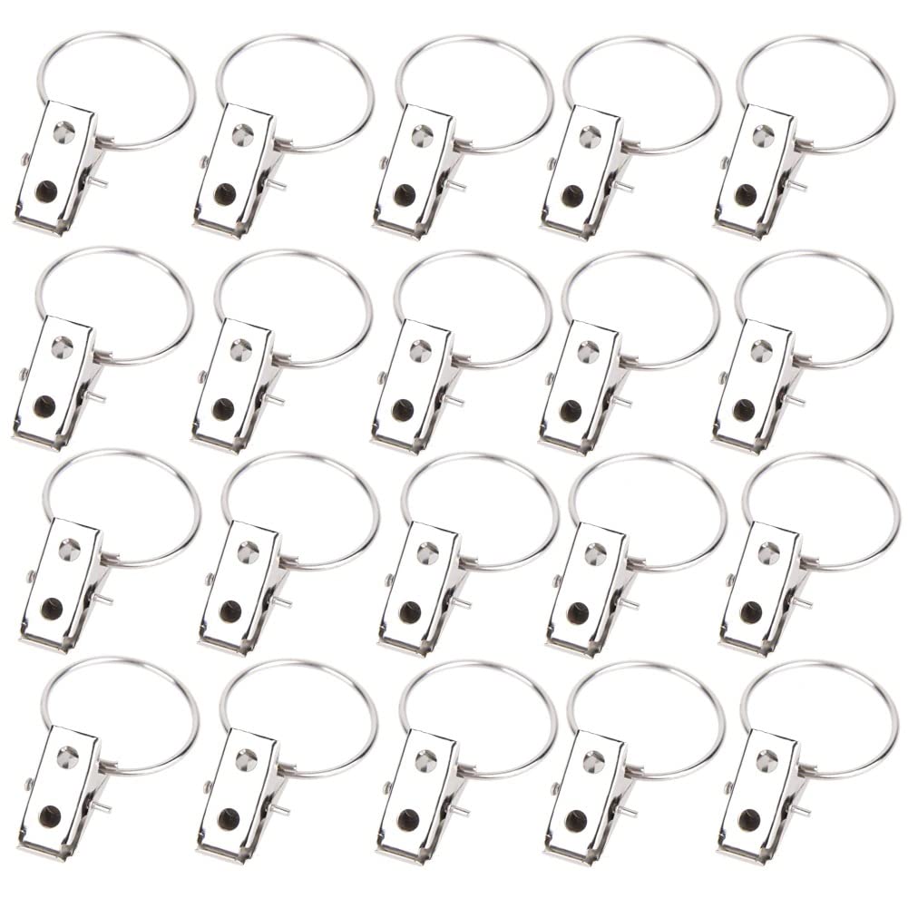 20pcs Stainless Steel Curtain Buckle Clips - Heavy Duty Drapery Rings for Shower Curtain Rods & Window Treatments - Perfect for Bathroom, Bedroom, and Home Decor (Pack of 20)