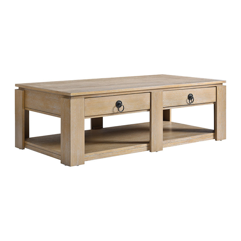 Modern Farmhouse Coffee Table with Solid Wood Legs - Rustic Chic Living Room Centerpiece for Home Decor & Cozy Gatherings