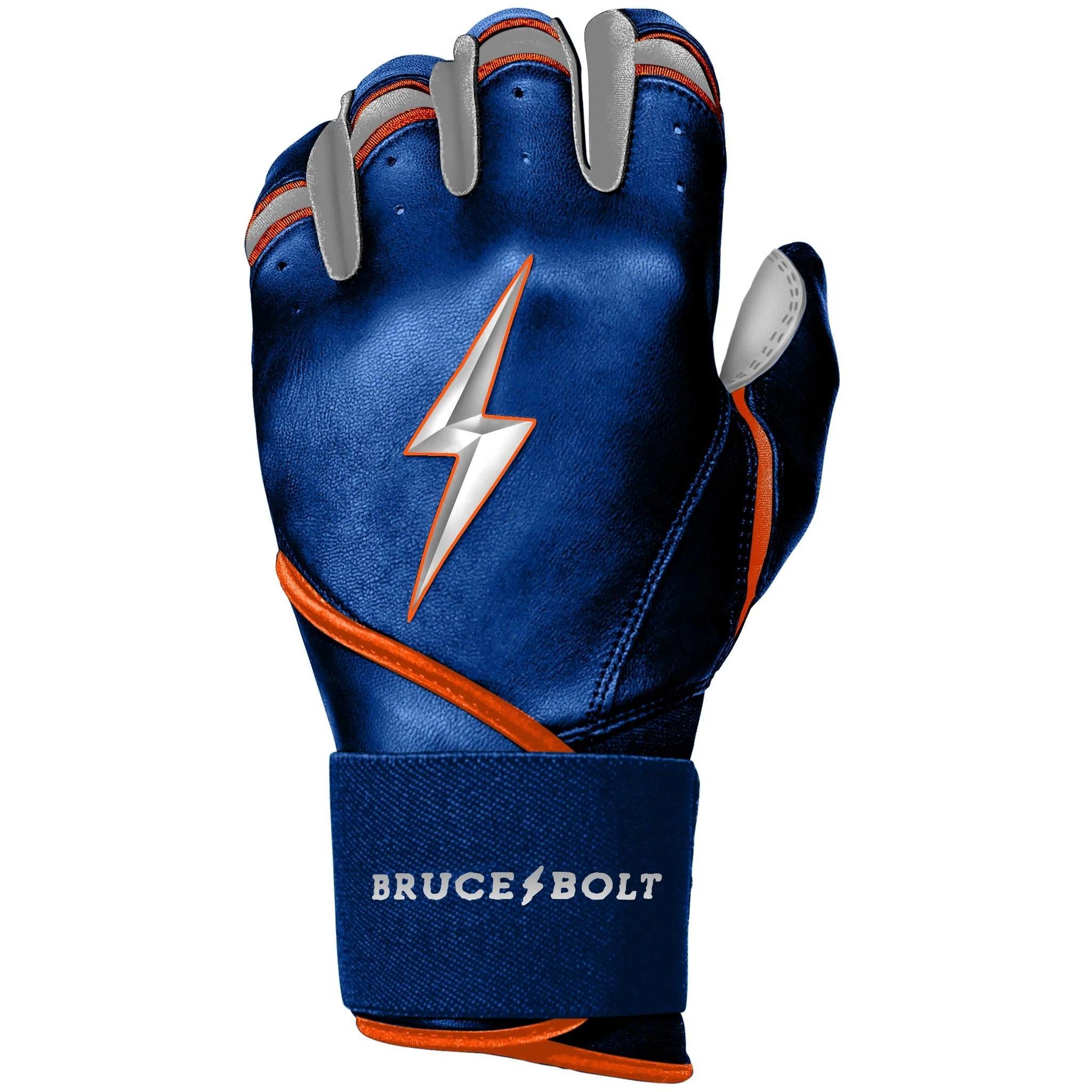 Bruce Bolt PREMIUM PRO NIMMO Long Cuff Batting Gloves - Mets Blue | High-Performance Baseball Gloves for Hitting & Fielding | Perfect for MLB Training, Games & Practice