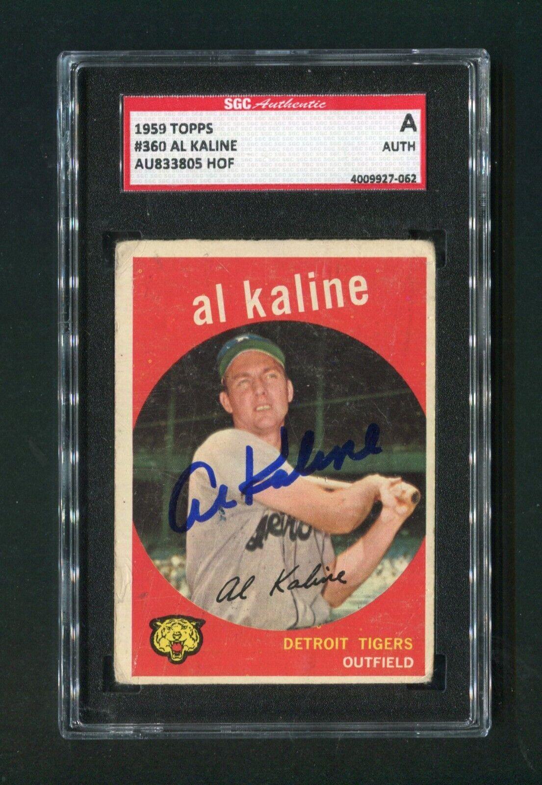 1959 Topps Al Kaline #360 SGC Graded Autographed Baseball Card - Perfect for Collectors, Sports Memorabilia Enthusiasts, and Detroit Tigers Fans