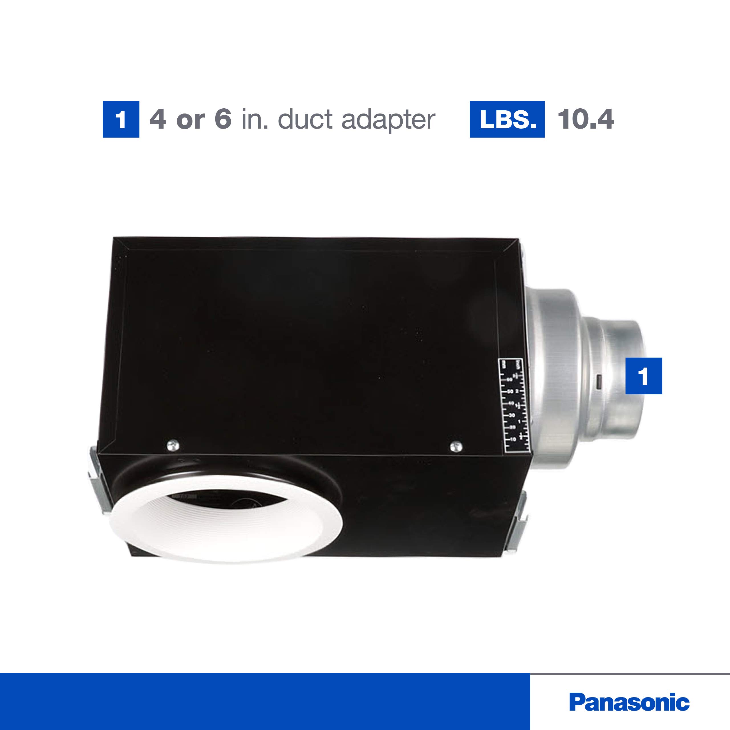 Panasonic Whisper Recessed LED Designer Fan with Light - Ultra Quiet Bathroom & Living Room Ventilation Fan - Energy Efficient 80 CFM - 6