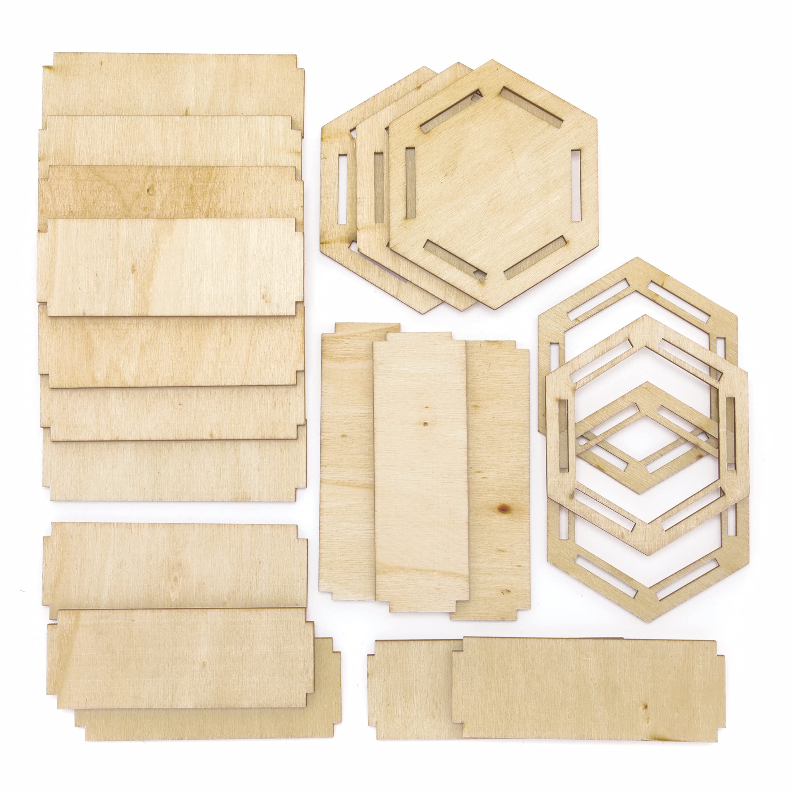 Baker Ross Hexagon Wooden Pencil Pot Kits - Pack of 3 DIY Paintable Pen Holders, Kids Wooden Craft Set for School & Office Supplies (FE522) | Perfect for Classroom Projects, Teacher Gifts & Home Organization