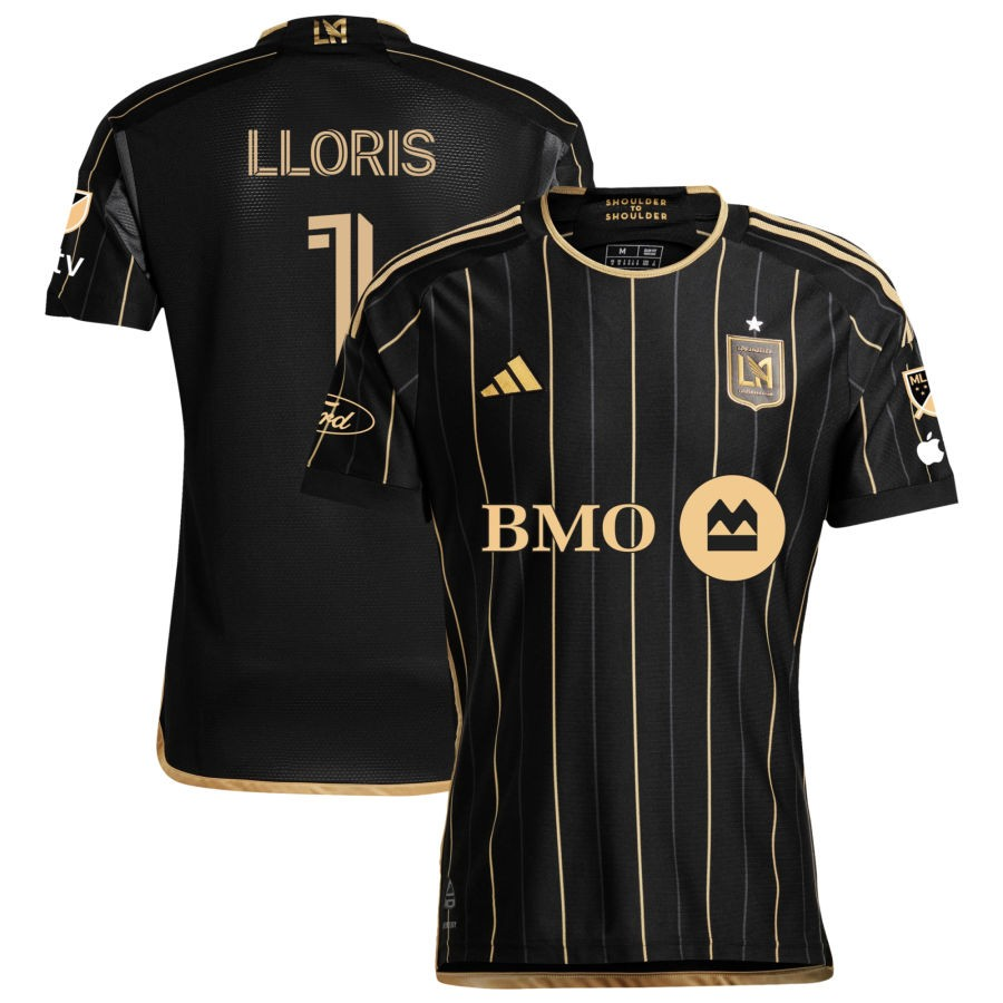 Adidas LAFC Authentic Hugo Lloris Home Jersey 2024/25 - Black/Gold with MLS, Apple TV & Ford Patches | Official Soccer Jersey for Fans & Players - Perfect for Games, Training & Collecting