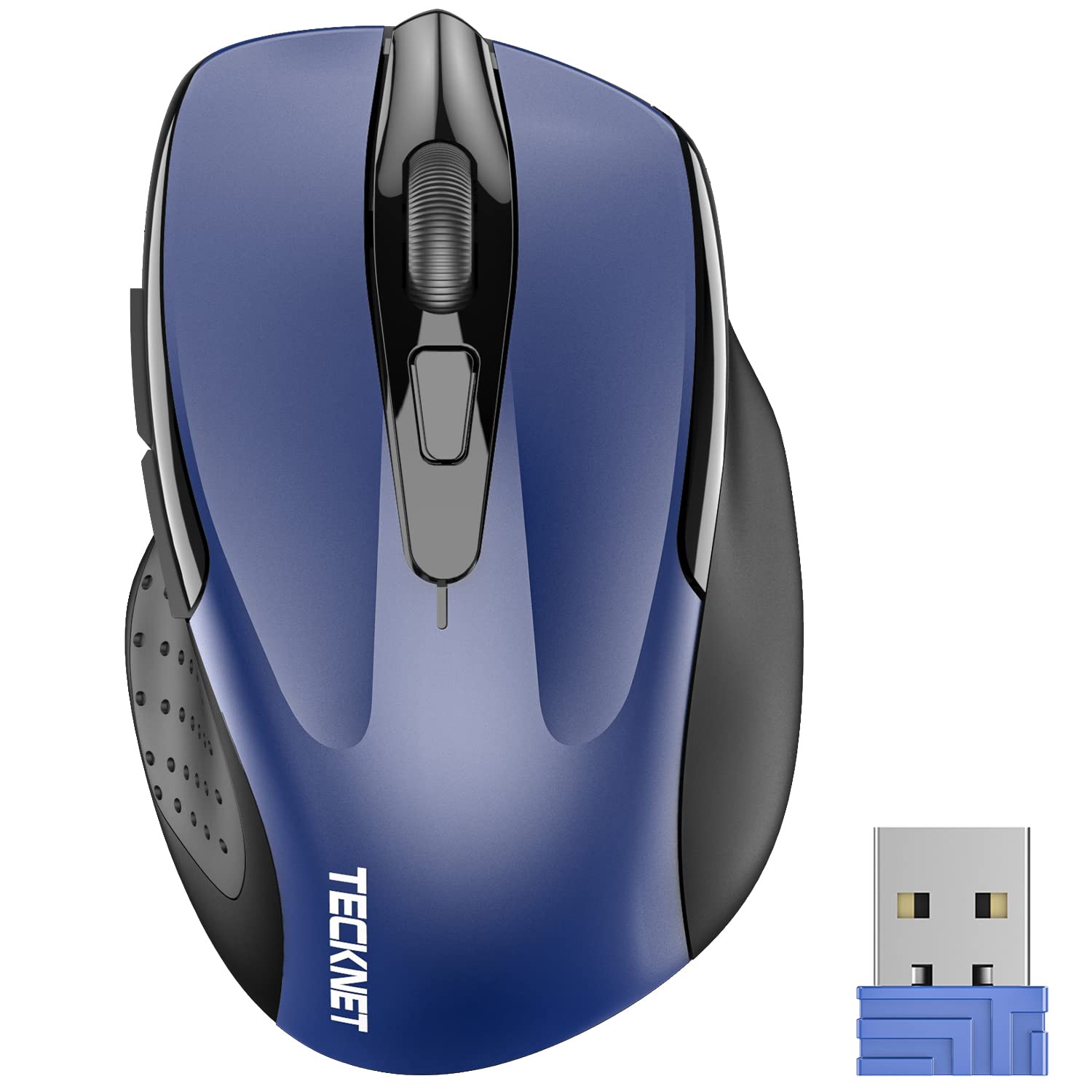 TECKNET Wireless Mouse, 2.4G Ergonomic Optical Mouse with 6 Buttons & 2600 DPI - 24 Months Battery Life, 5 DPI Adjustment Levels - Perfect for Laptop, PC, Chromebook, Notebook - Ideal for Office Work, Gaming & Travel Use