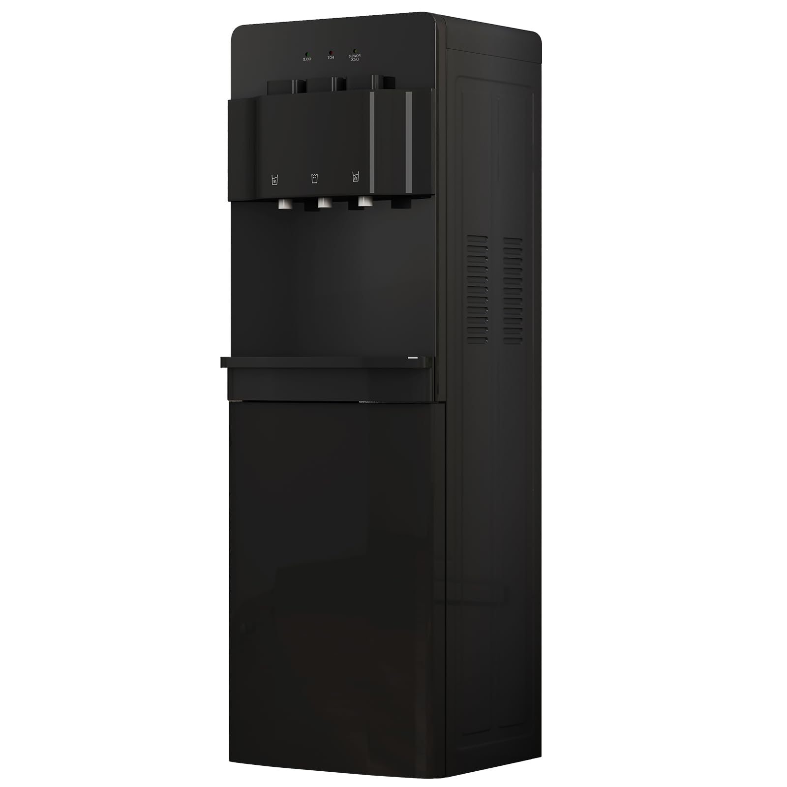 Muhub Bottom Loading Water Cooler Dispenser - 3/5 Gallon Hot & Cold Water Dispenser with Anti-Scalding Design, Storage Cabinet & Child Safety Lock - Perfect for Home Kitchens, Offices, Schools & Waiting Rooms (Black)